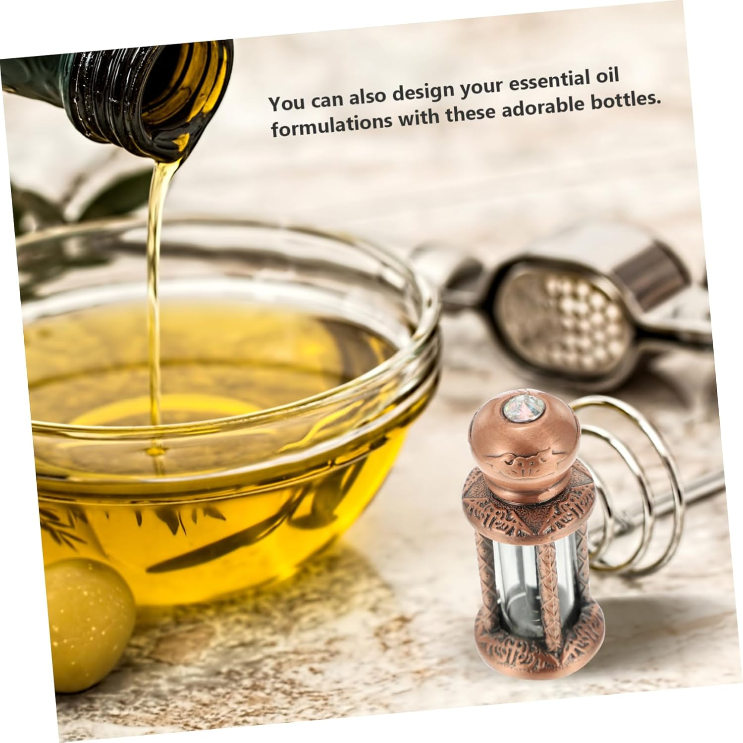 FOMIYES 3Pcs Perfume Bottle Essential Oil Bottle Vintage Perfume Bottle Home Glassfragrance Bottle Air Women Sandalwood Essential Oils Retro Perfume Bottle Humidifier Travel Manual Alloy - As Shownx2Pcs image number 4