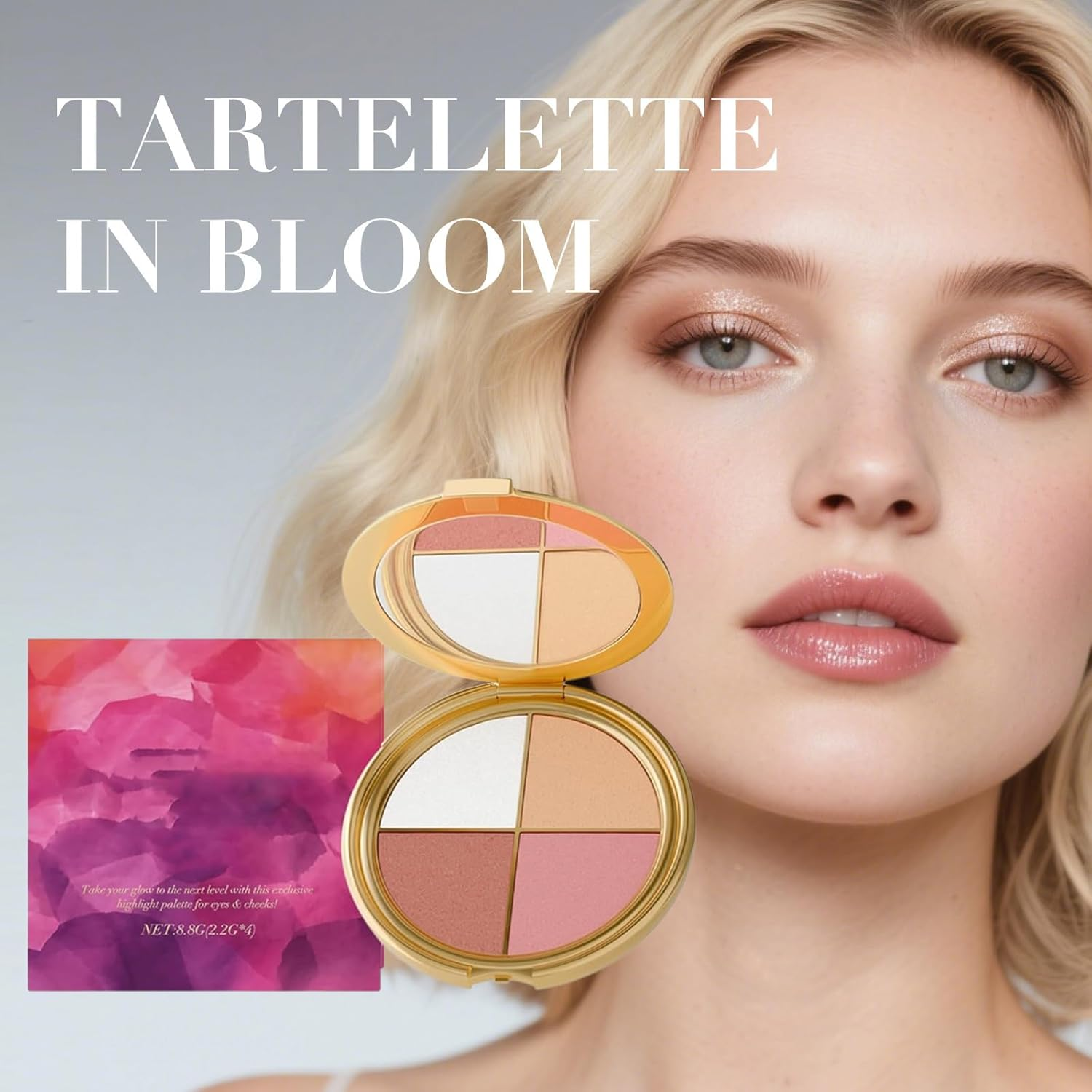 Glowjiu Glow Gallery Highlighting Eye & Cheek Palette, Glowjiu Highlighting Eye & Cheek Palette,4-In-1 Highlight Shades Makeup for Blush, Makeup Palettes Contour Kit (1Pcs) - 1Pcs image number 3