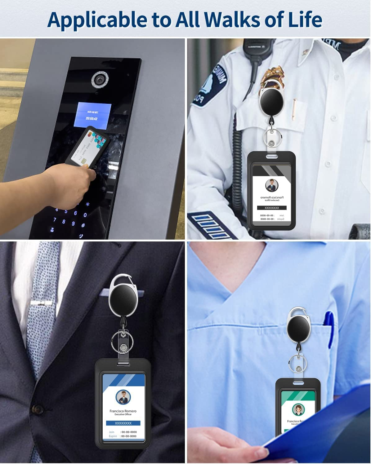 Plastic Vertical ID Badge Holder - Double Sided Hard Rigid Card Case with Slide Open Design - 10Pcs Name Tag Bus Card Holders image number 5