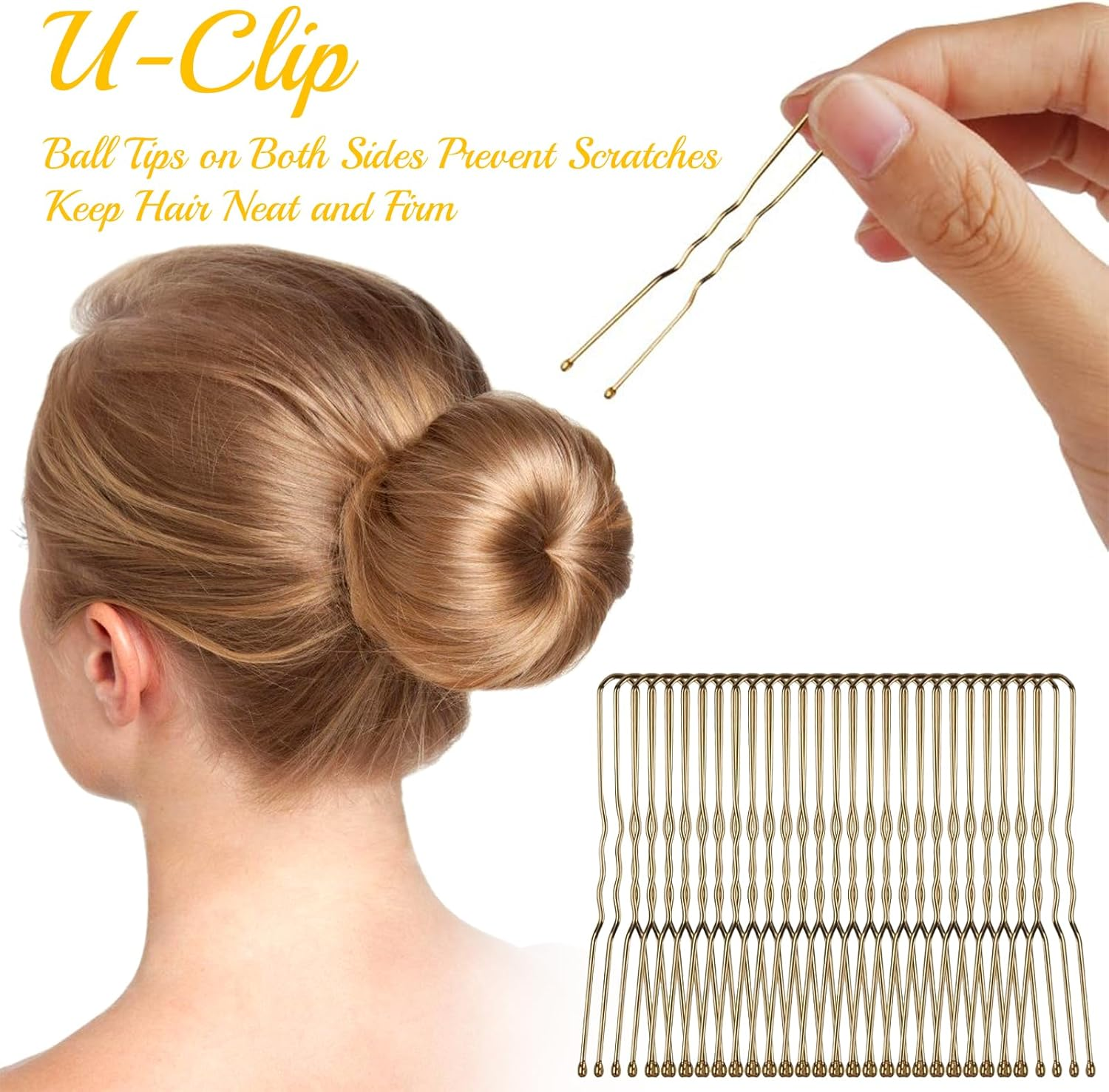 Soundzero 4-Piece Doughnut Hair Bun Set, Doughnut Hair Updo Accessories, Updo Accessories, Hair Doughnut Maker Set, for Hairstyle Dancers, Children, Girls, Women, Comes with 20 Hair Pins (Gold) image number 5