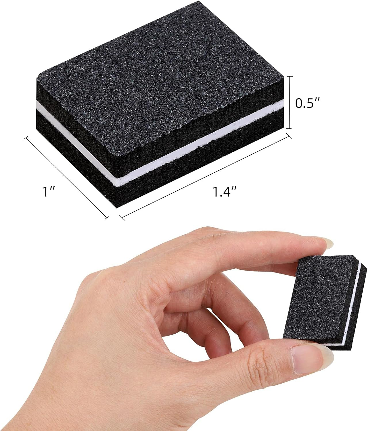 100 Pcs Mini Buffers for Nails 180/100 Grit Buffer for Acrylic Nails for Nail Care(Black) - 50-Pink image number 6