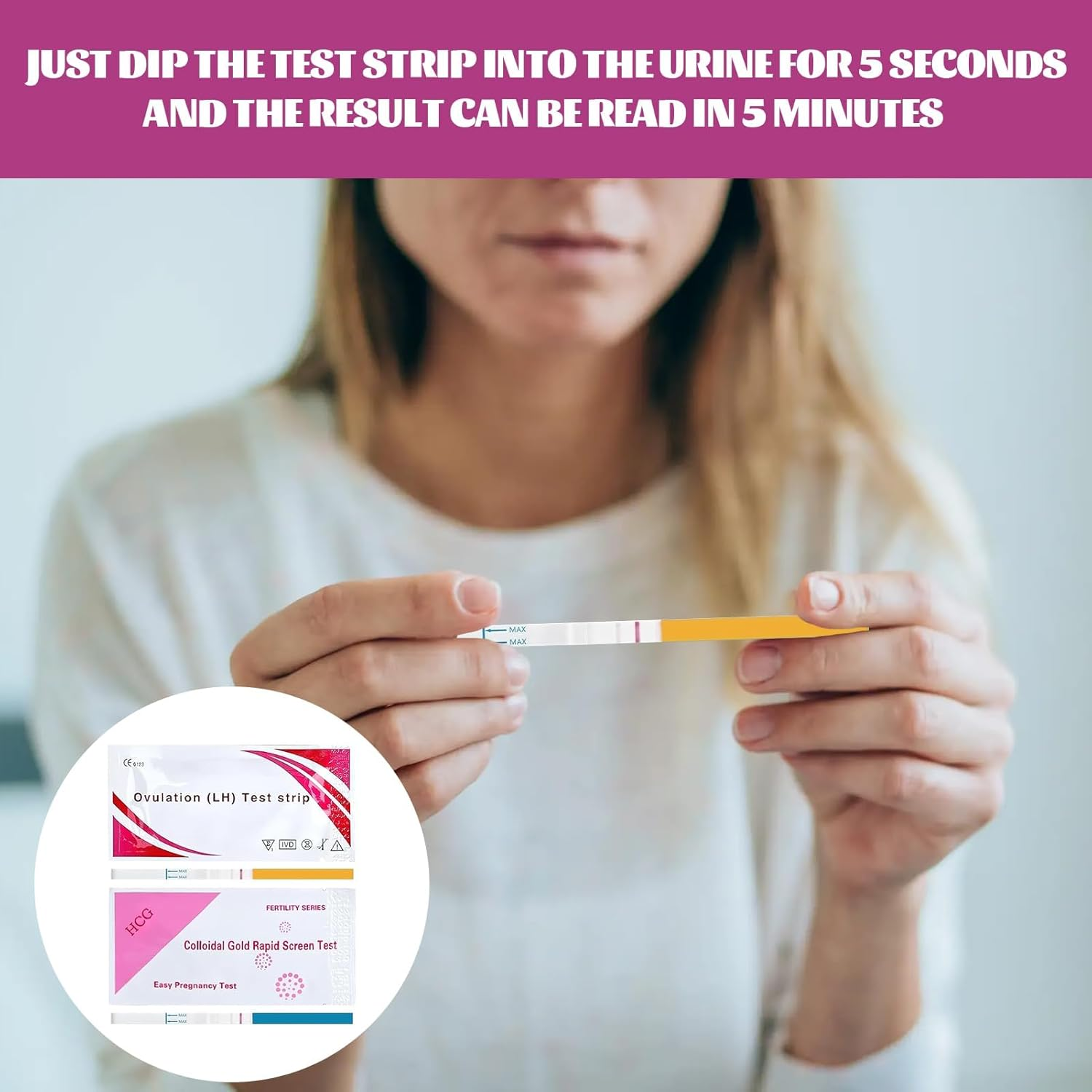 Pregnancy Test Strips, Ovulation Test Strips Kit, Ovulation Strips, 30 LH + 20 HCG, Ovulation Tracker Predictor Kit for Women, Accurately and High Sensitivity Result Ovulation Home Test Strips image number 1