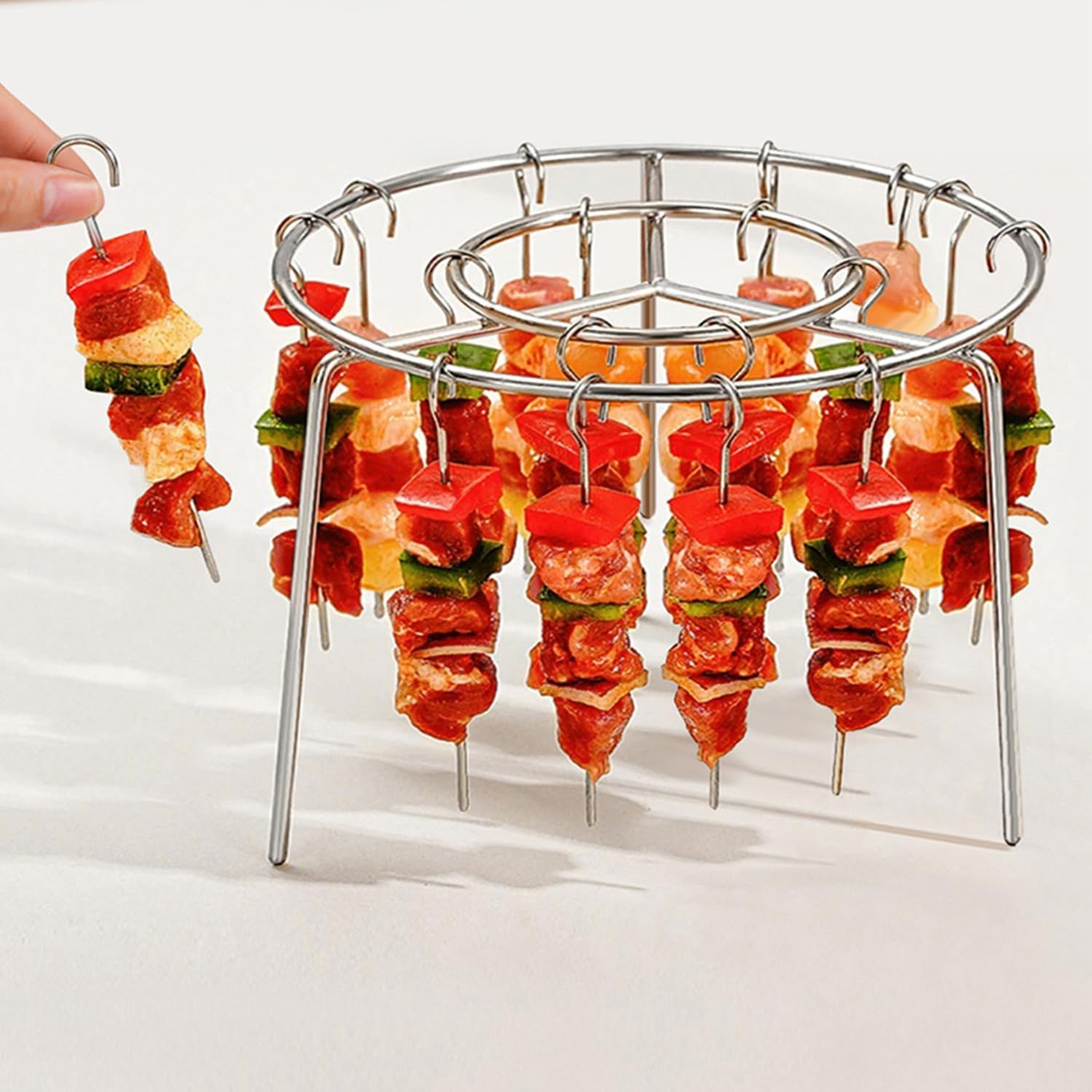 Stainless Vertical Kebab Skewer, round Steel Rack, 24-Piece Air Fryer Toast Dehydrator Stand Lightweight for Oven, Grill, BBQ and Home Cooking Enthusiasts image number 2
