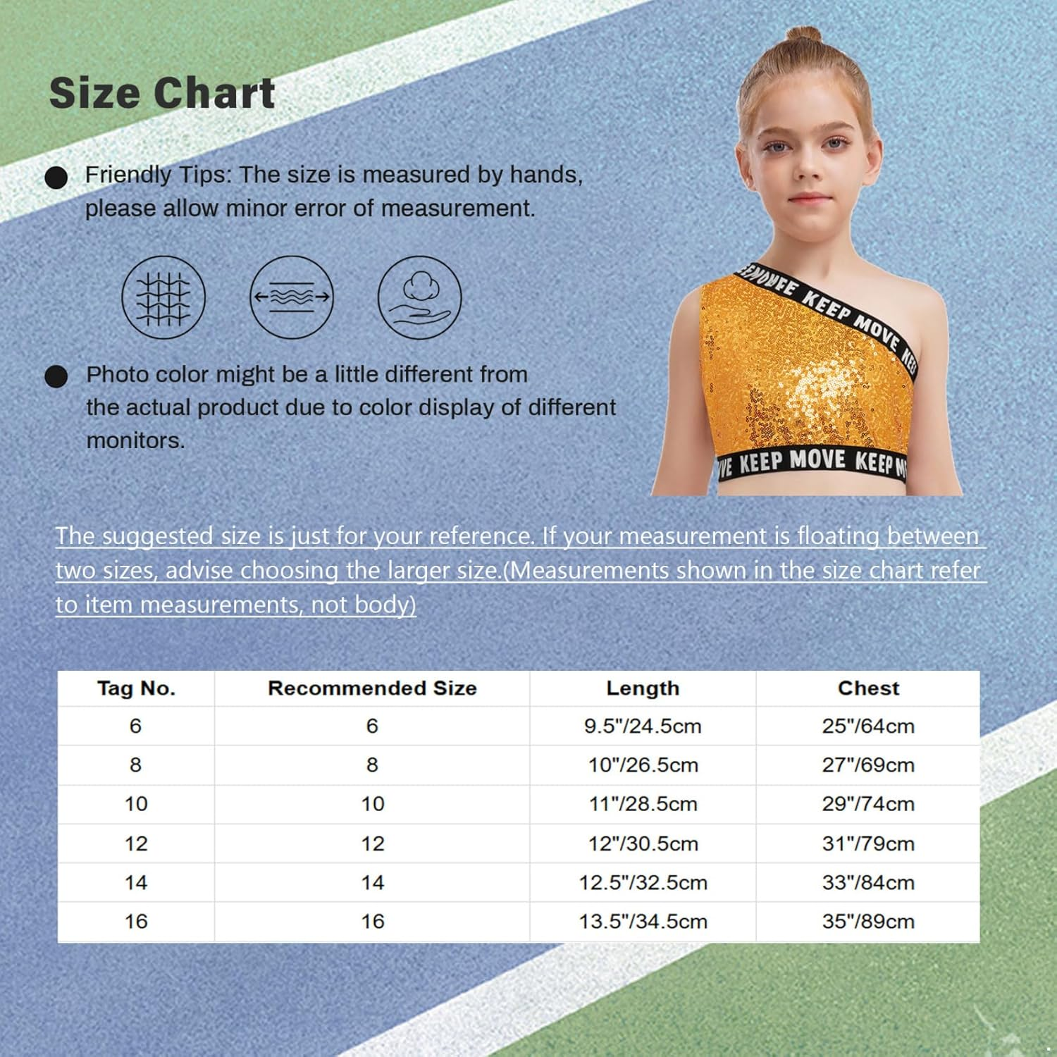 Raenseen Kids Girls Jazz Hip Hop Dance Costume Shiny Sequins Crop Tank Top Fashion One-Shoulder Streetwear image number 4