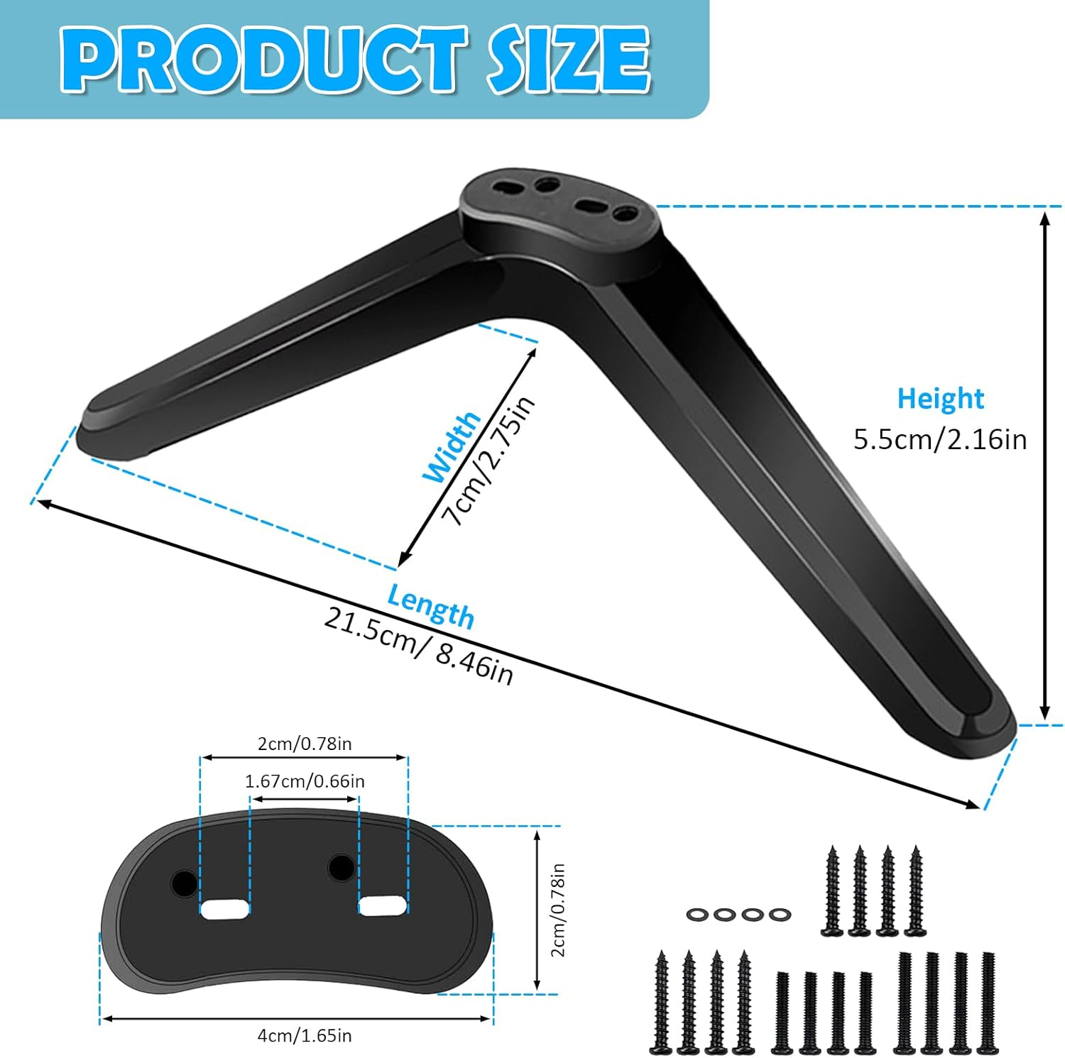 TV Pedestal Feet, Universal TV Stand Legs, Universal TV Base Pedestal Feet with Screws, Replacement Tv Stand for Most TCL Roku TV 32 40 49 50 55 Inch with Mounting Hole Distance from 2Cm-5Cm image number 1