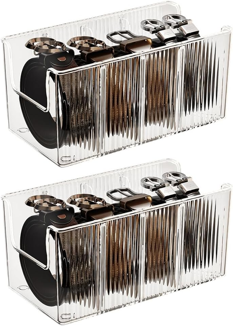 Rutrezogo2-Pack U-Shape Makeup & Belt Organizer - 4-Compartment Acrylic Storage Box with Removable Dividers, Stackable Design for Bathroom Counter, Closet & Drawer Organization image number 6