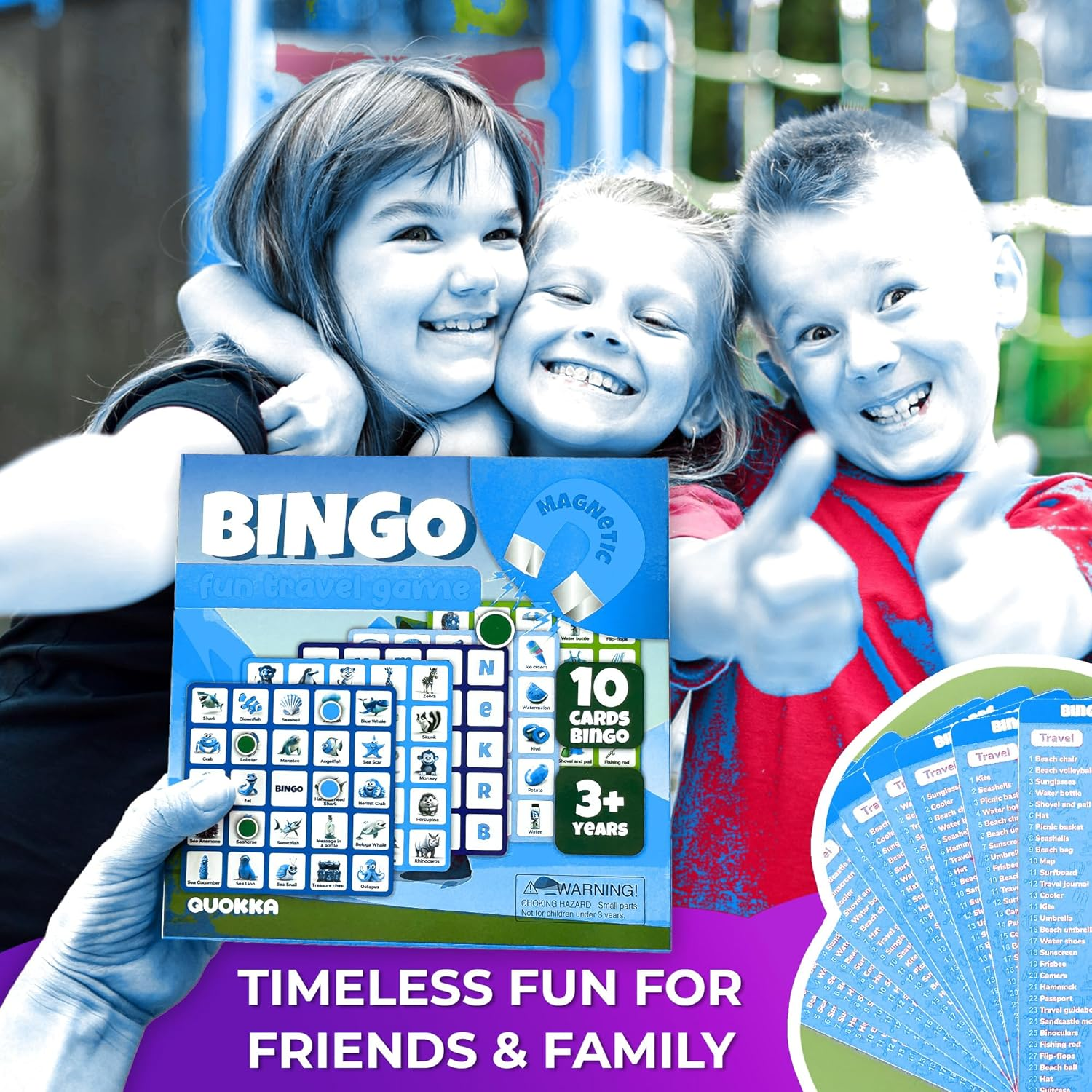 QUOKKA Magnet Bingo Game for Kids - 40 Magnetic Chips Memory Game for Toddlers 2-4 Years - 10 Magnet Cards Matching Game - 10 Cards with Words Travel Kid Games - Memory Games for Kids Ages 4-8 image number 1