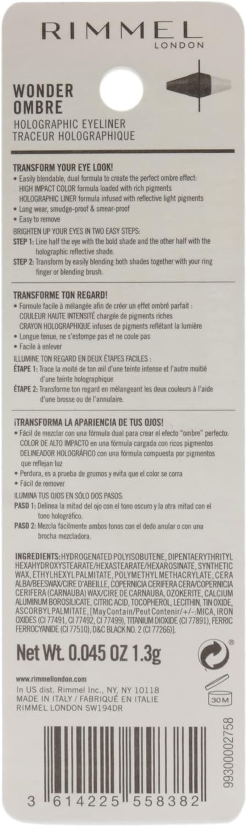 Rimmel London Wonder Ombre Holographic Eyeliner - 001 Super Nova Sky for Women 0.045 Oz Eyeliner - Galactic Green image number 4