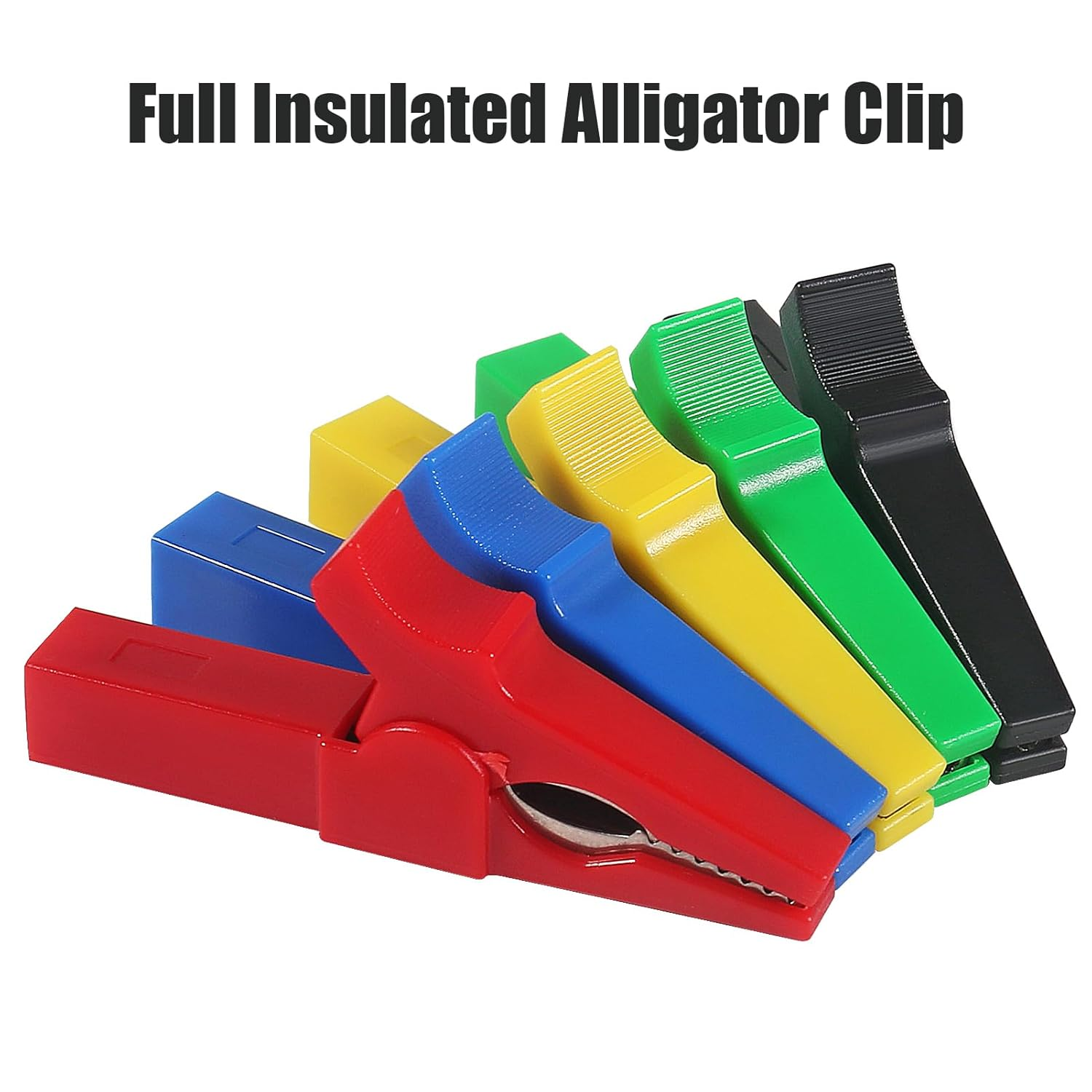DIANN 10Pcs Full Insulated Alligator Clip 1000V 32A Automotive Car Battery Alligator Clips Electrical Test Clips with 4Mm Banana Jack Socket for Multimeter Test Leads 5 Colors image number 5