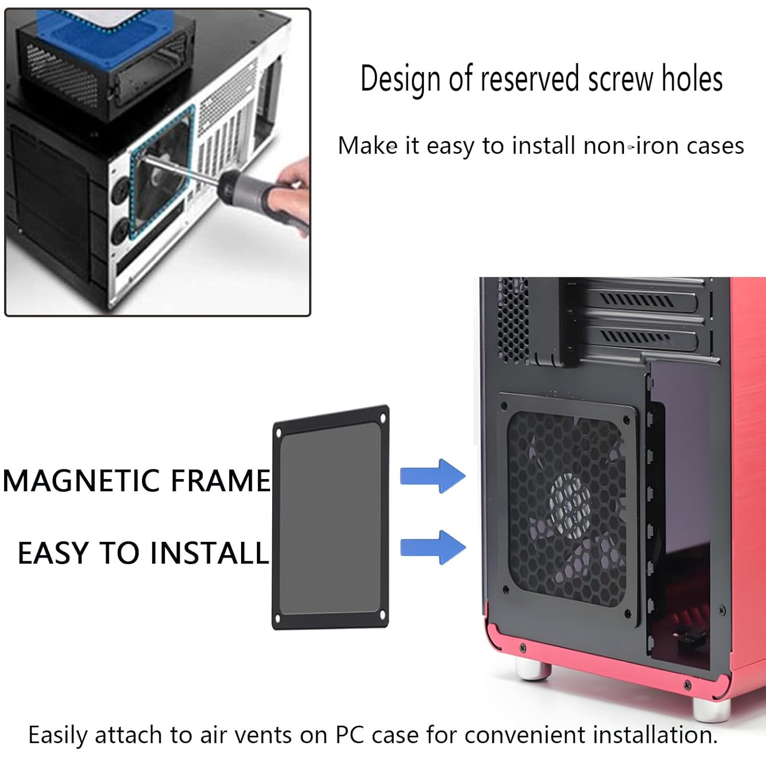 120Mm Fan Filter PC Dust Filter,120 X 120Mm Mesh Magnetic Frame Dustproof Case Cover Fan Grills, for Computer Cooler Routers,12Cm 5Pcs Black image number 2