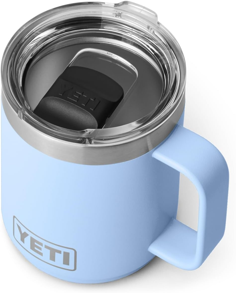 YETI Rambler 10 Oz Stackable Mug, Vacuum Insulated, Stainless Steel with Magslider Lid, Big Sky Blue
