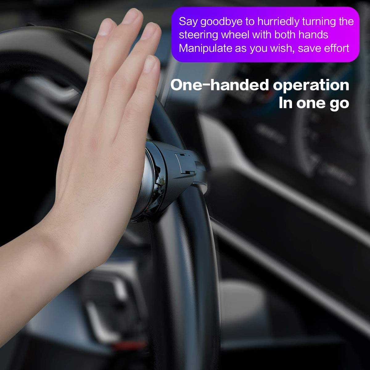 Universal Car Steering Wheel Knob, Steering Aid Steering Wheel Knob for Cars, Steering Wheel Rotary Knob Spinner Handle Button Booster Ball 360 Rotation for Car, Tractor, Truck, Car, Black image number 2