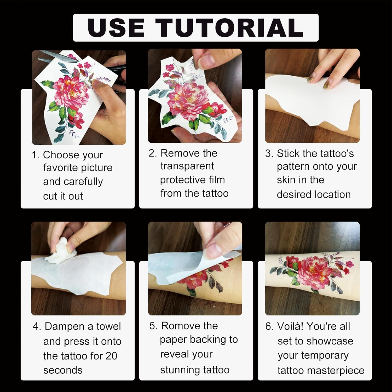 6 Sheets Temporary Tribal Face Tattoo, Waterproof Temporary Tattoos Halloween Tattoo Sticker for Men Women Tattoos - Red image number 6