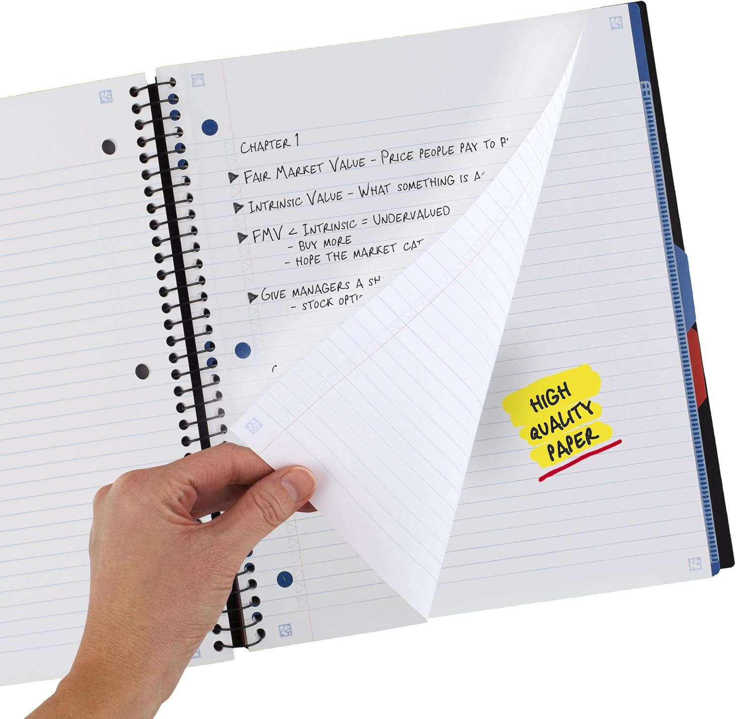 Five Star Advance Spiral Notebook, 3 Subject, College Ruled Paper, 150 Sheets, 11" X 8-1/2", Black (73132)