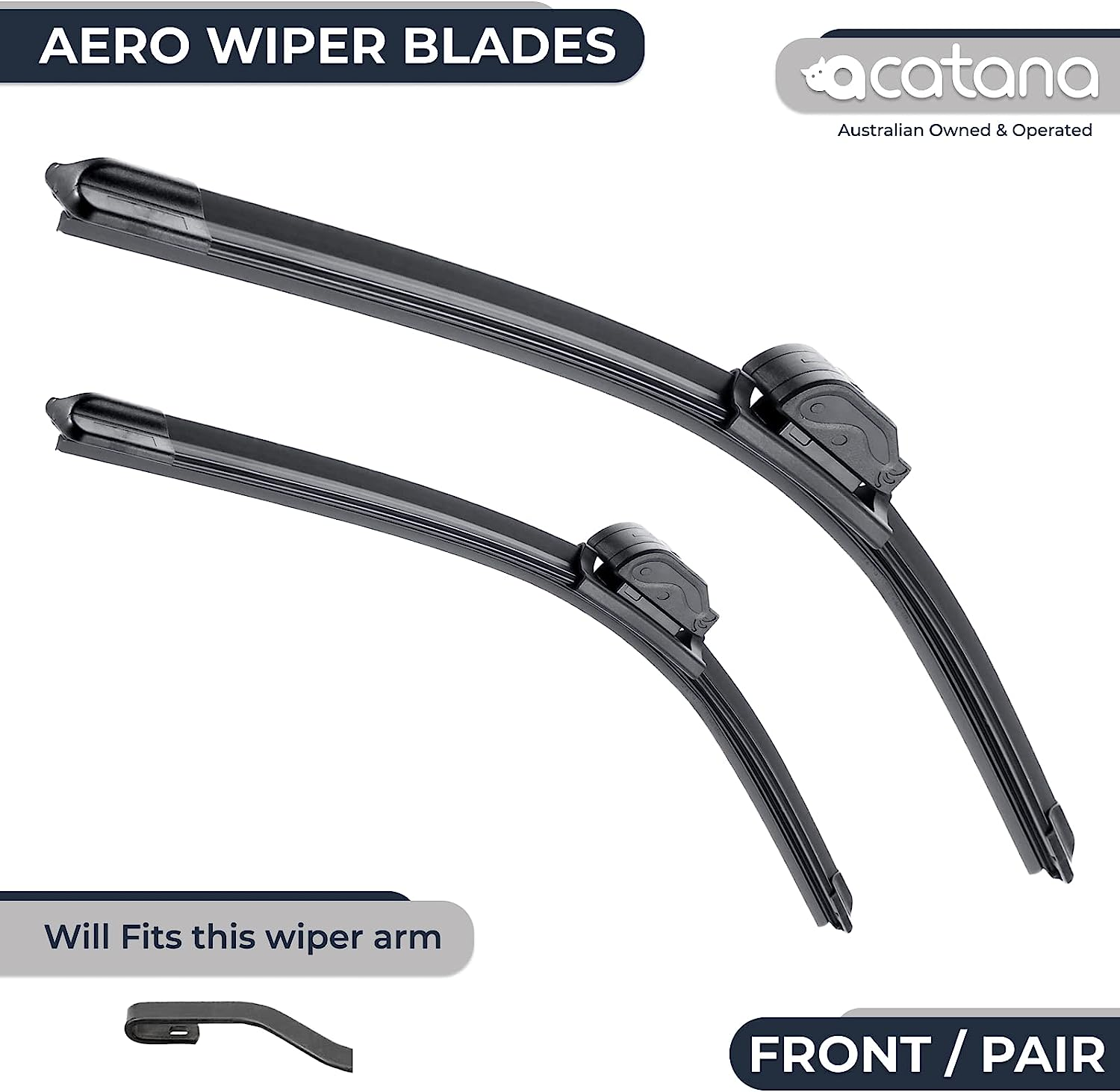 Acatana Wiper Blades Suitable for Mitsubishi Pajero Sport QE QF 2015-2021 Pair of 22" + 18" Front Windscreen Windshield Frameless Replacement image number 6