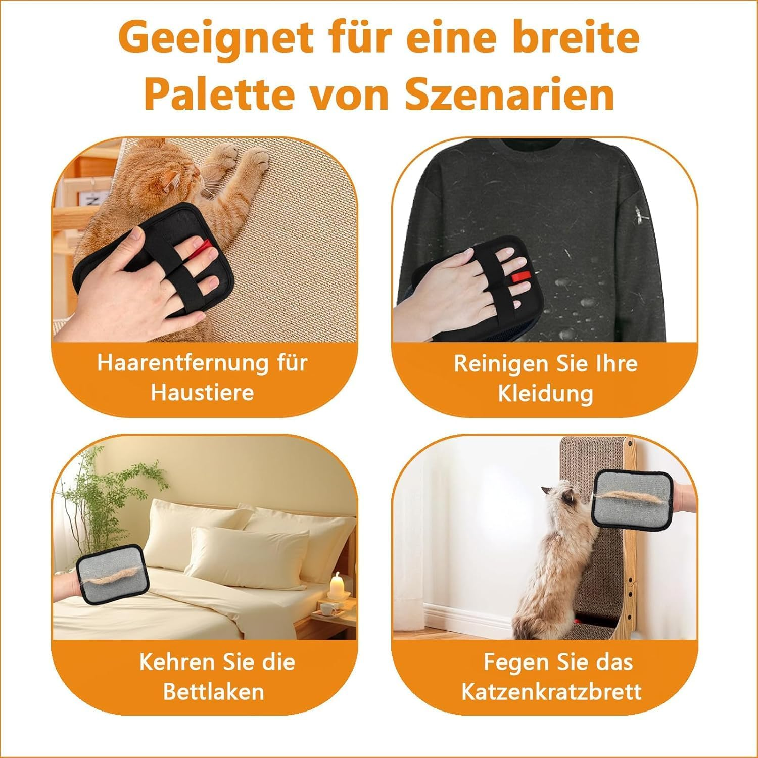 Yoedge Pack of 2 Electrostatic & Reusable Fur Collector for Dogs & Cats Animal Hair Remover Gloves, Antistatic Reusable Hair Removal Gloves, Dematting