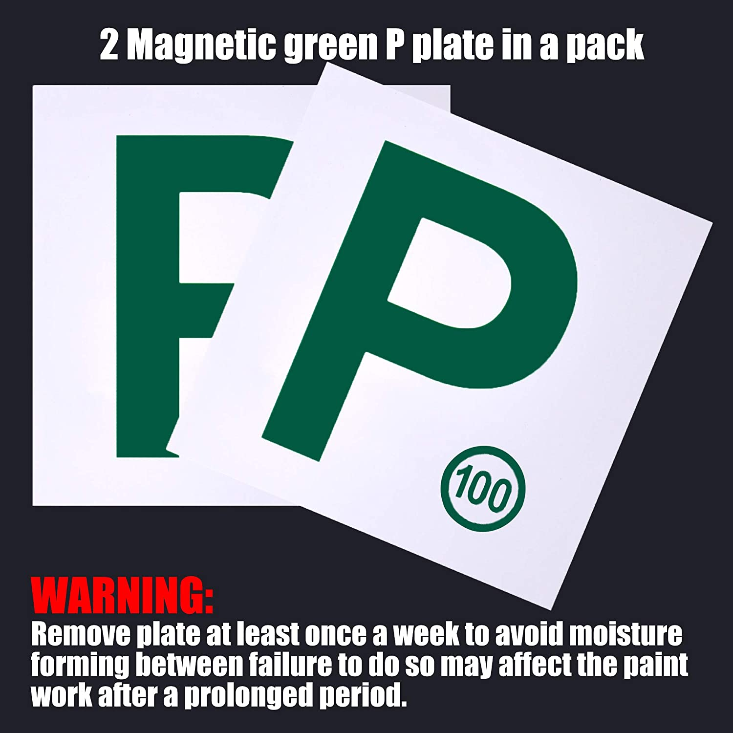 Green P Plate 2Pcs Magnetic with Speed Limit Display for NSW P Plate image number 2