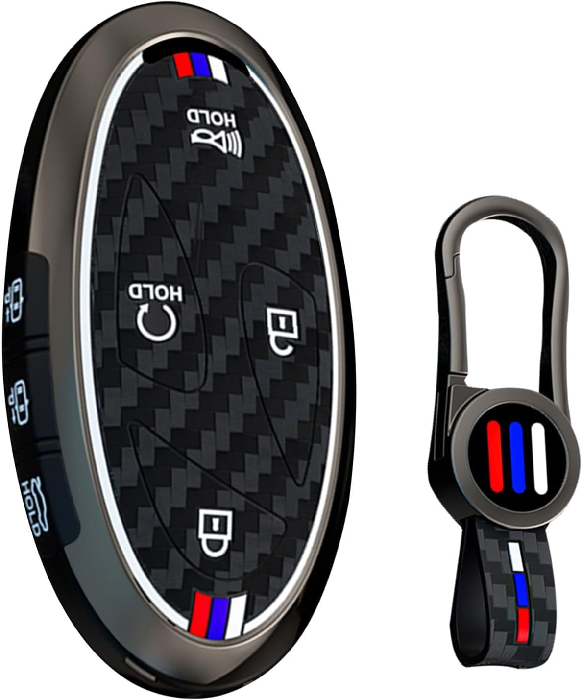 Ontto Luminous Car Key Cover Fit for Hyundai Tucson Kona SX2 EV Ioniq 6 Ioniq 5N Sante Fe Elantra 2023-2025 Metal Smart Shell Case Key Holder Keyring Keychain Styling Accessories 7 Buttons Black