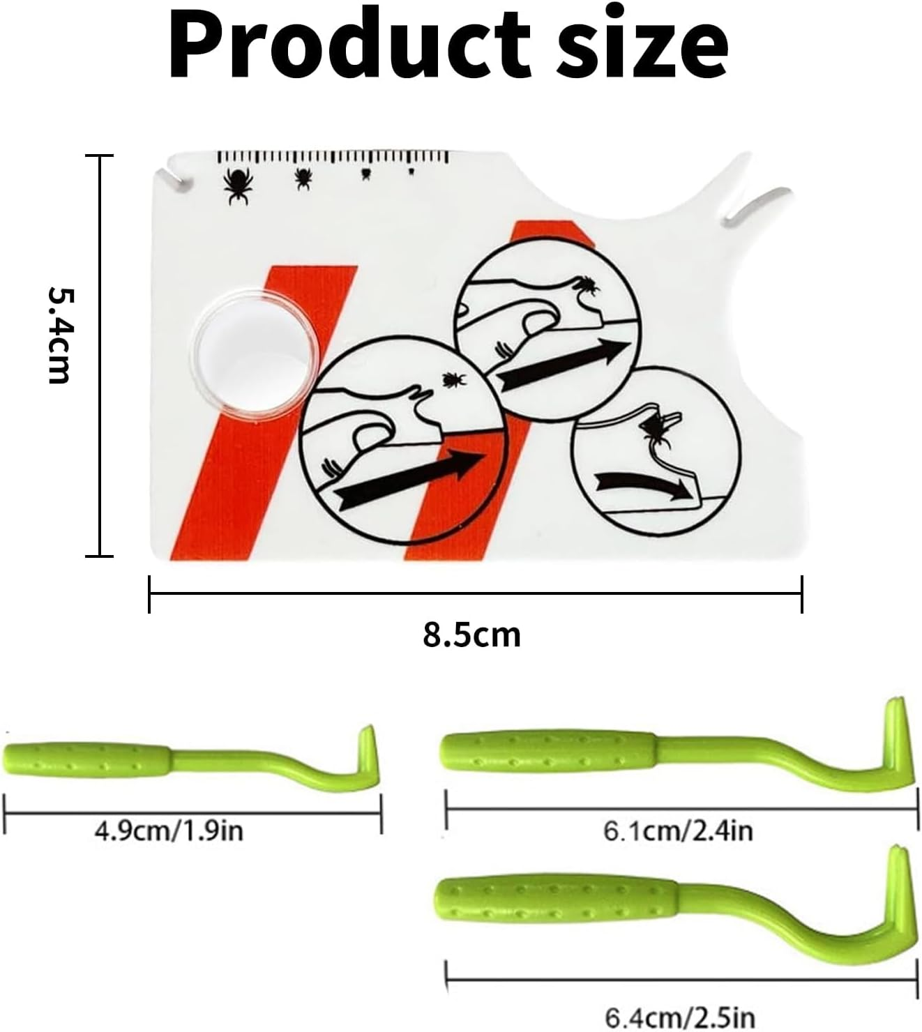 DEFIYEAR Pack of 2 Tick Cards, 3 Set Tick Tweezers for Dogs, Cats, Humans, Quick Cleaning of Ticks, Tick Card for People, Children, Dogs, Cats, with Magnifying Glass