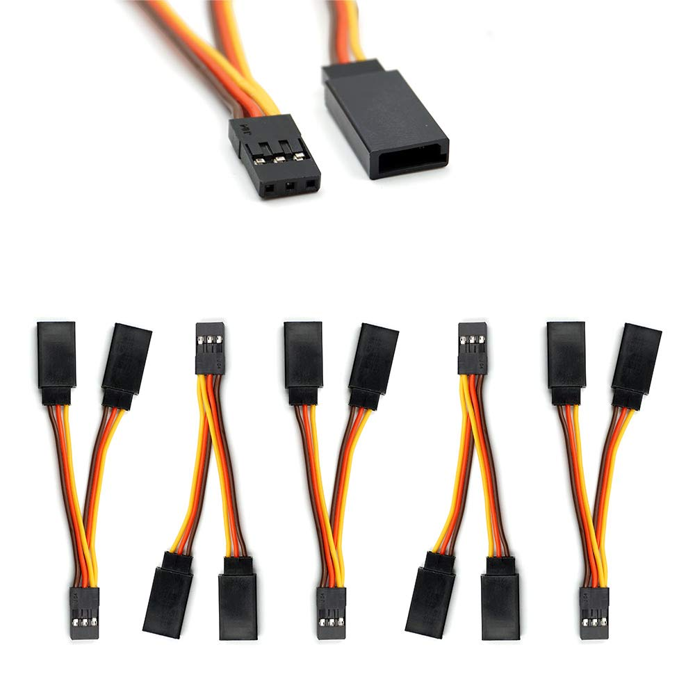 5 Pcs Jr/Futaba Style Servo 1 to 2 Y Harness Leads Splitter Cable Male to Female Extension Lead Wire for RC Models Airplane 7Cm image number 2