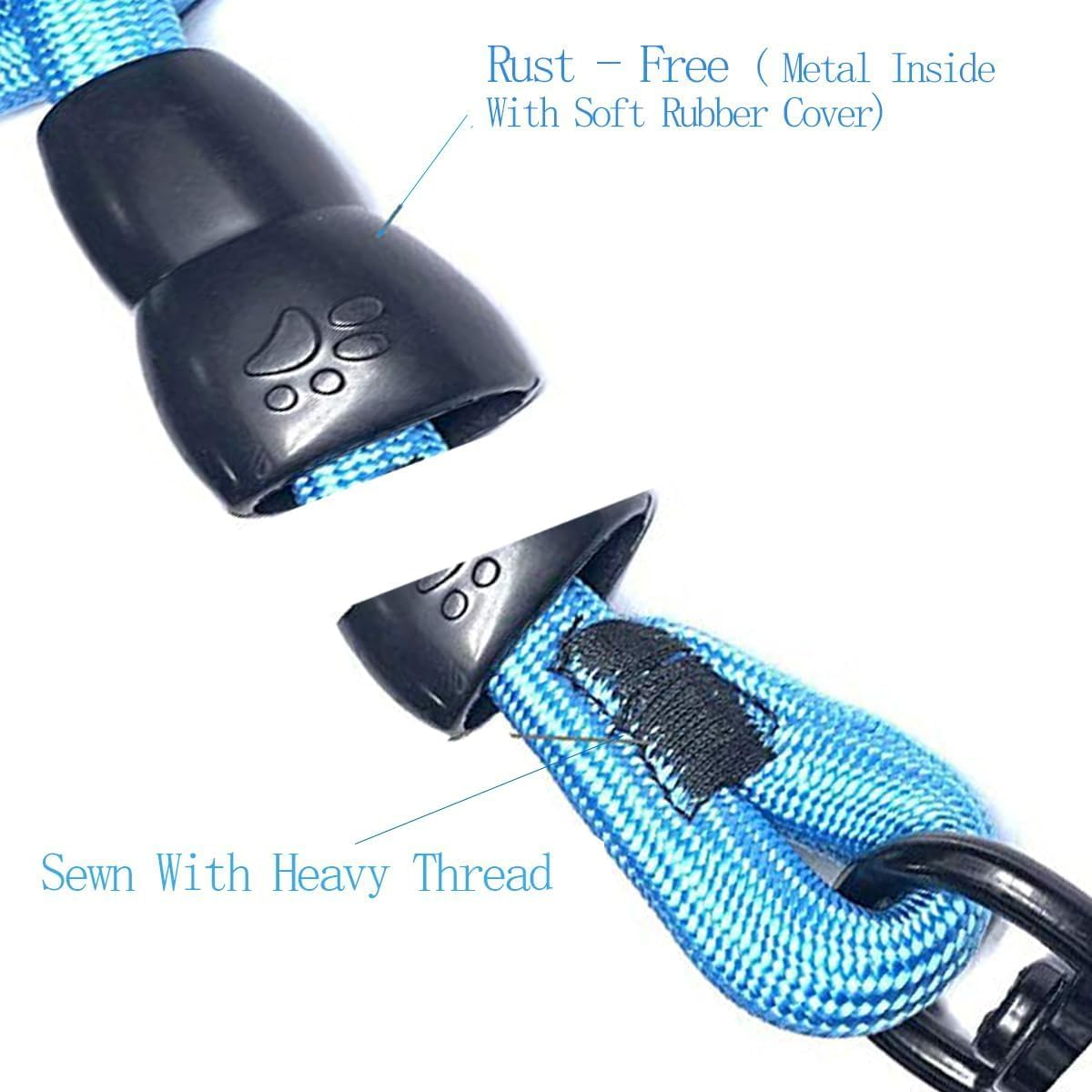 3 in 1 Durable Nylon Dog Leash with Padded Handle, 360&deg; Swivel No Tangle Climbing Rope Removable Pet Traction Rope (Blue, S)