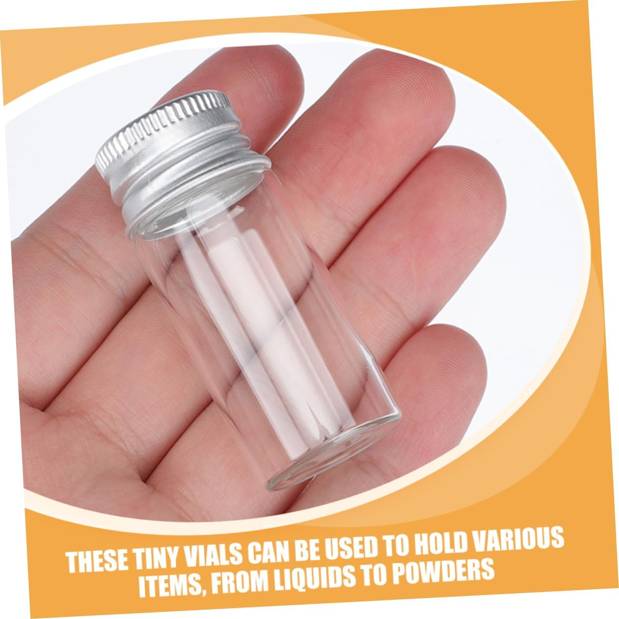 WOONEKY 24Pcs Tiny Glass Vials Screw Caps Mini Glass Bottles for Sample Storage Leakproof image number 2