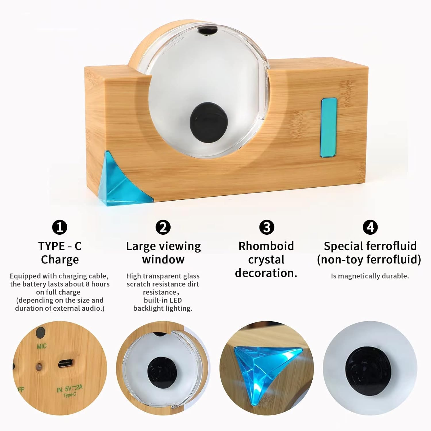 Magnetic Fluid Bluetooth Speaker Rhythm Light Dancing Ferrofluid with Music Rhythm Audio Music Pickup 360&deg; Surround Sound Home Theater, for Home TV Computer Office Desktop Decor Yellow image number 2