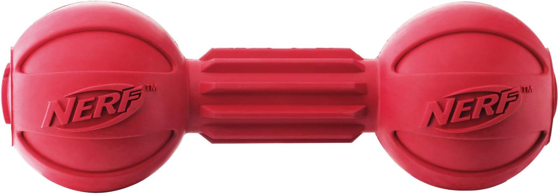 Nerf Dog Barbell Chew Dog Toy, Large, Red Medium image number 3