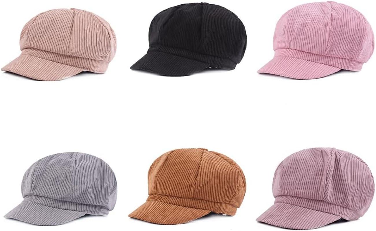 Classic Women S Hat Lightweight Beret Cap for Winter Vintage Newsboy Cap Corduroy Women Beret Hats Hats for Women - Grey image number 4