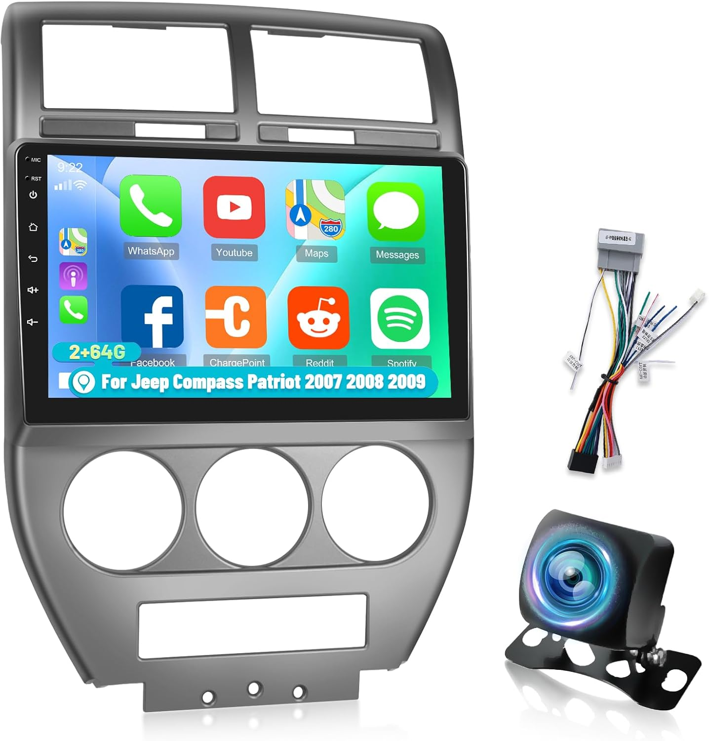 [2G+64G] Car Radio for Jeep Compass Patriot 2007 2008 2009, Android Touch Screen Patriot Stereo, Wireless Carplay/Android Auto/Bluetooth/Wifi image number 5