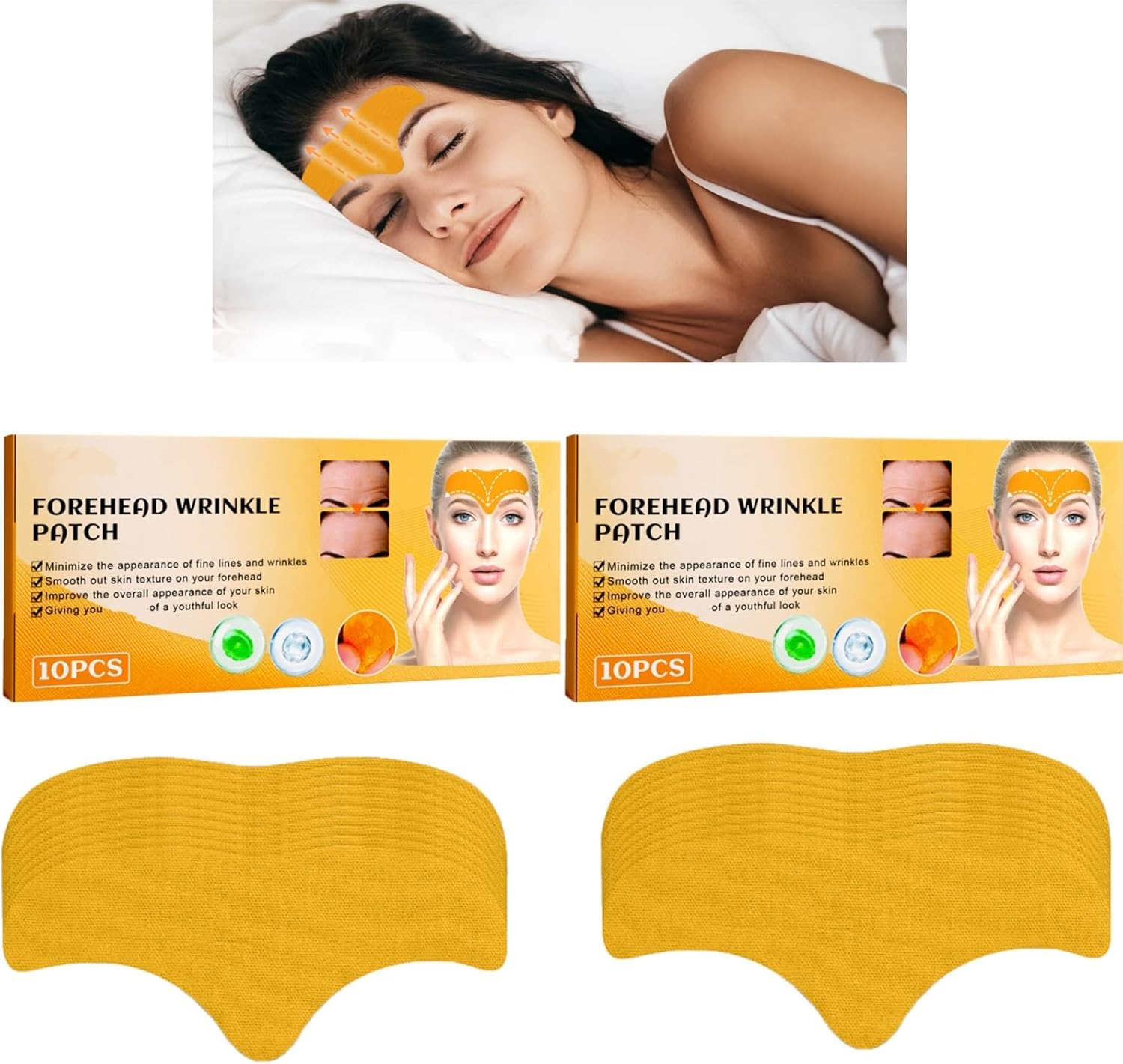 Forehead Wrinkle Patches, Overnight Anti-Wrinkle Patches for Forehead Fine Lines, Reusable Facial Patches for Smoother Skin, Hydrated, Improves Elasticity，Colleage (10PCS in 1 Box) (6PCS)