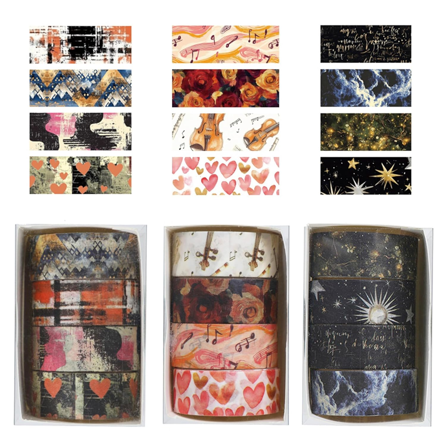 YUBBAEX 12 Rolls Artistic Expression Washi Tape Set Fine Arts Masking Tape Retro Plants Decorative for DIY Crafts, Bullet Journal Supplies, Planners, Scrapbook, Card/Gift Wrapping (2-Ethereal) - 1-Graffiti image number 5