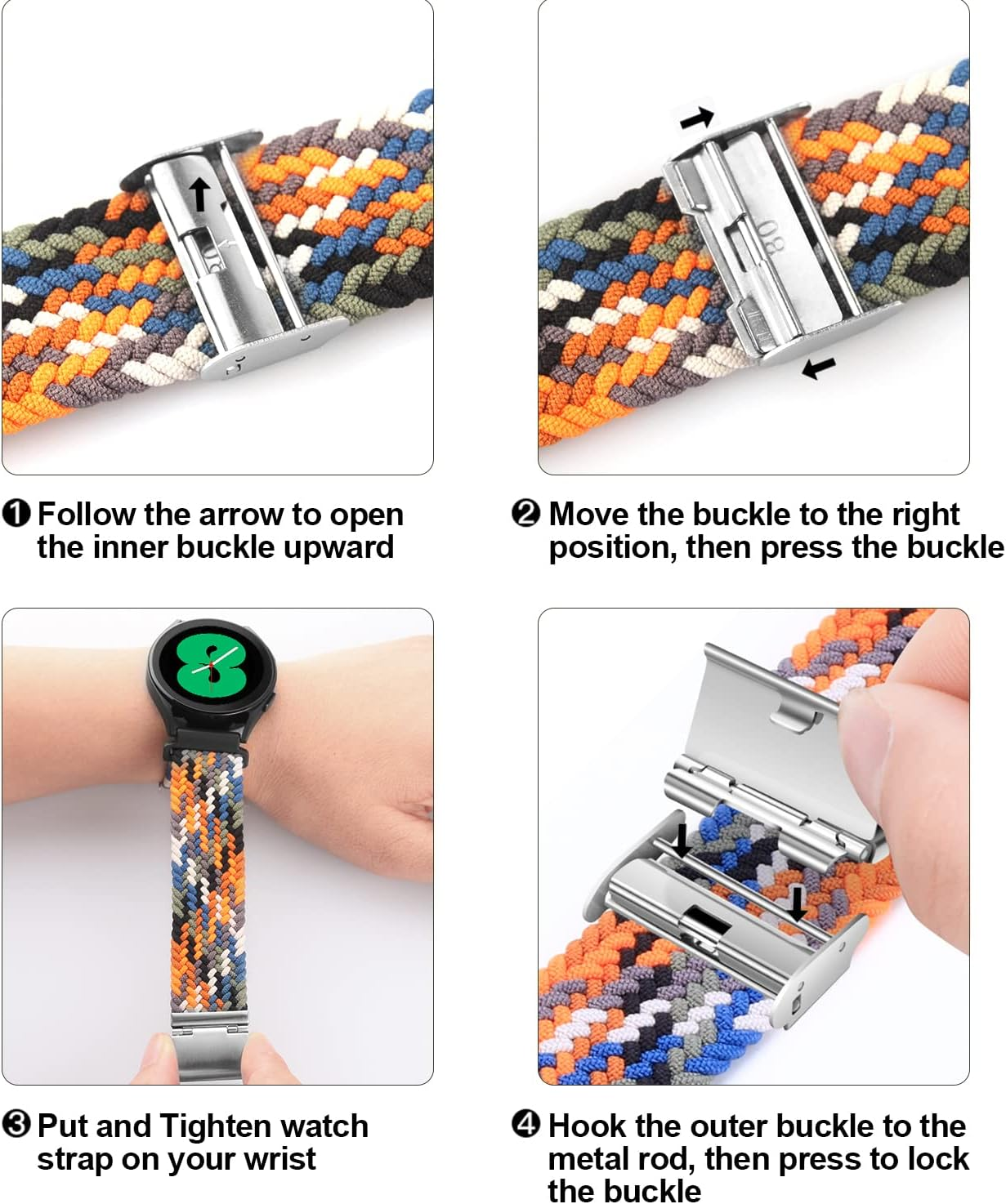 XMUXI 20Mm Braided Watch Straps Compatible with Samsung Galaxy Watch 7 Watch 6 Classic Strap 43Mm 47Mm/Galaxy Watch 5 Pro Watch 4 Nylon Solo Loop Replacement Watch Band Amazfi GTS Vivoactive 3 Venu Sq 2(No Watch) image number 2