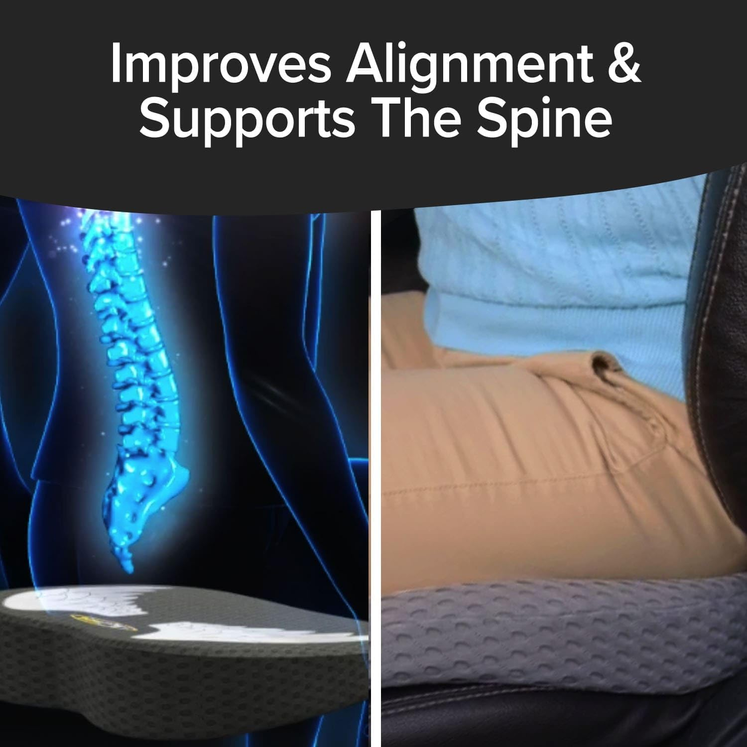 Angel Ride Auto Cushion with Memory Foam, AS-SEEN-ON-TV, Advanced Lumbar Helps Relieve Pressure Points, Molds to Any Body, Drive in Heavenly Comfort in Any Vehicle, Breathable, Washable Cover image number 4