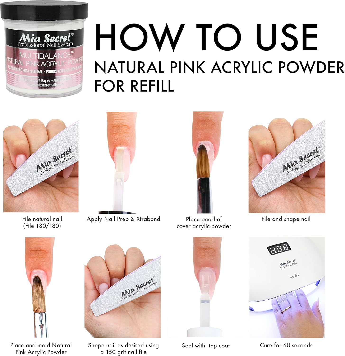 Mia Secret Multibalance Natural Pink Acrylic Nail Powder 1Oz image number 3