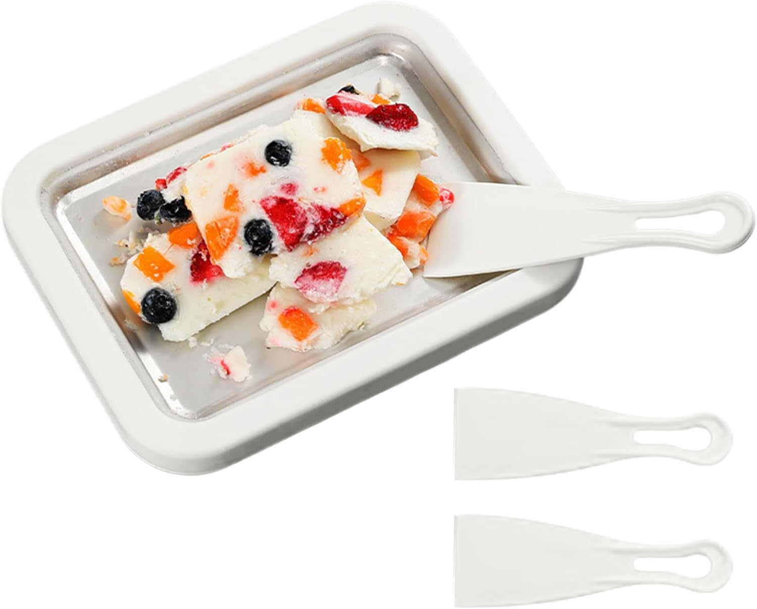 Rolled Ice Cream Machine,Homemade Yogurt Tray | Instant Cold Plate with 2 Spatulas,For Adults Home Kitchen Party Family Gathering Outdoor Holiday