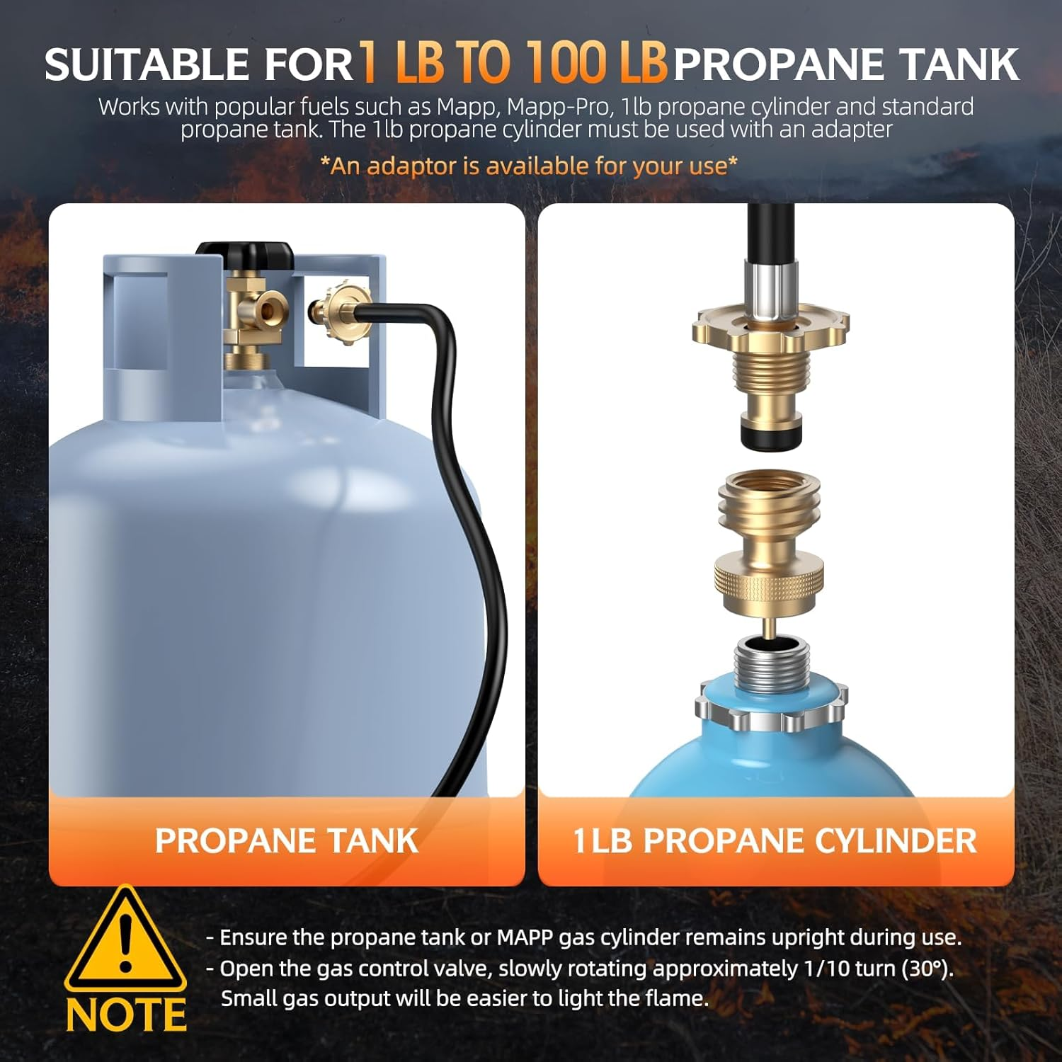 Propane Torch Weed Burner & Flamethrower, 1,800,000 BTU High-Output with 37.5" Arm, 10FT Hose & Self-Igniter for Weeding, Ice Melt, Roof Asphalt image number 6