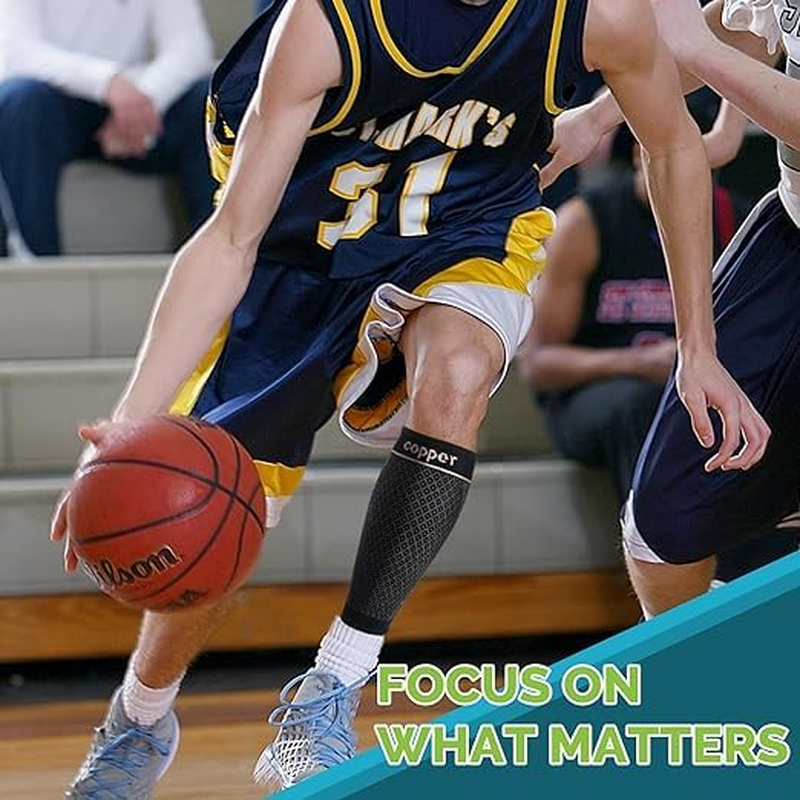 Calf Compression Sleeve Men Footless Compression Socks Women for Shin Splint Varicose Vein Football Running (Black, XL)