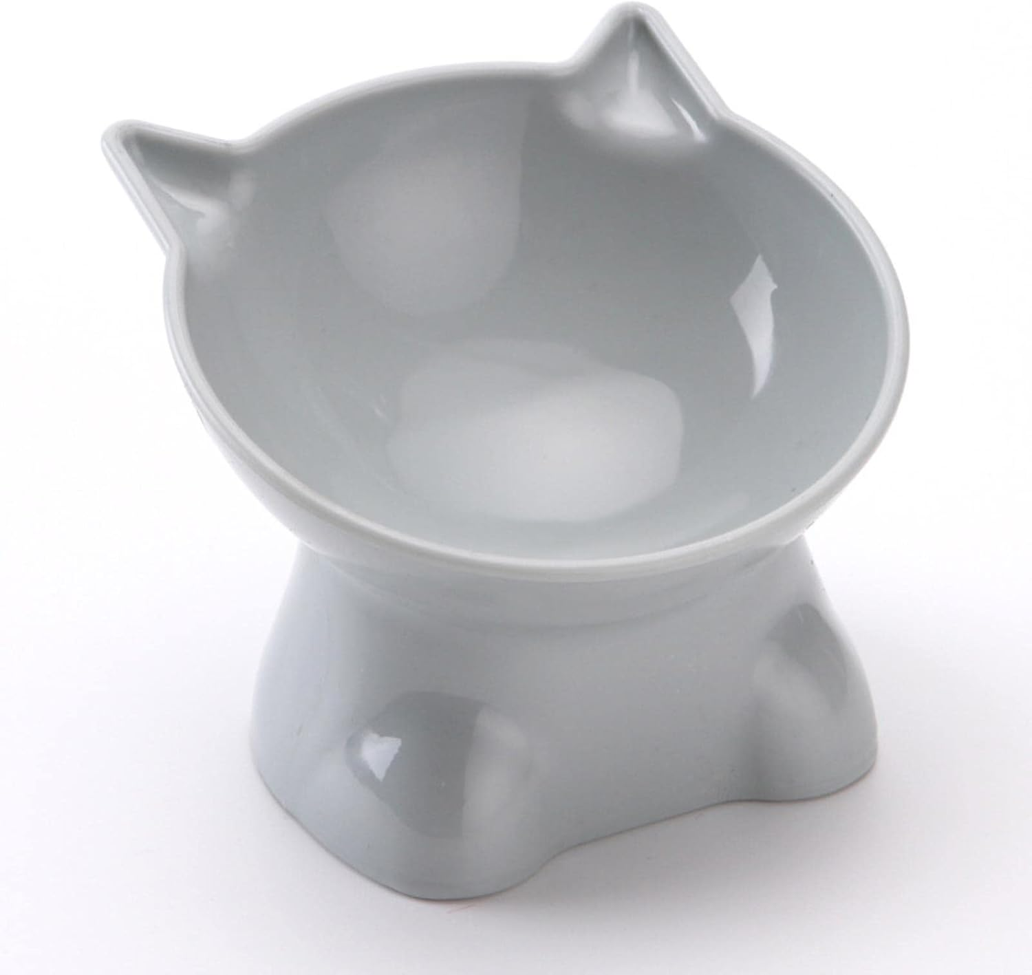 Scandinavian Style Pet Bowl to Protect the Cervical Vertebrae Kneeling High Cat Bowl Plastic Double Ear Slant Mouth Cat Food Bowl Dog Bowl-Blue Gray image number 2