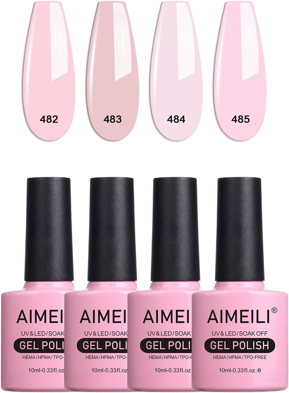 AIMEILI Pink Gel Nail Polish Soak off U V LED Hema Free Gel Polish Colors for Nail Art DIY Gel Nail Manicure Kit Set of 4Pcs X 10Ml - Kit Set 27 image number 1