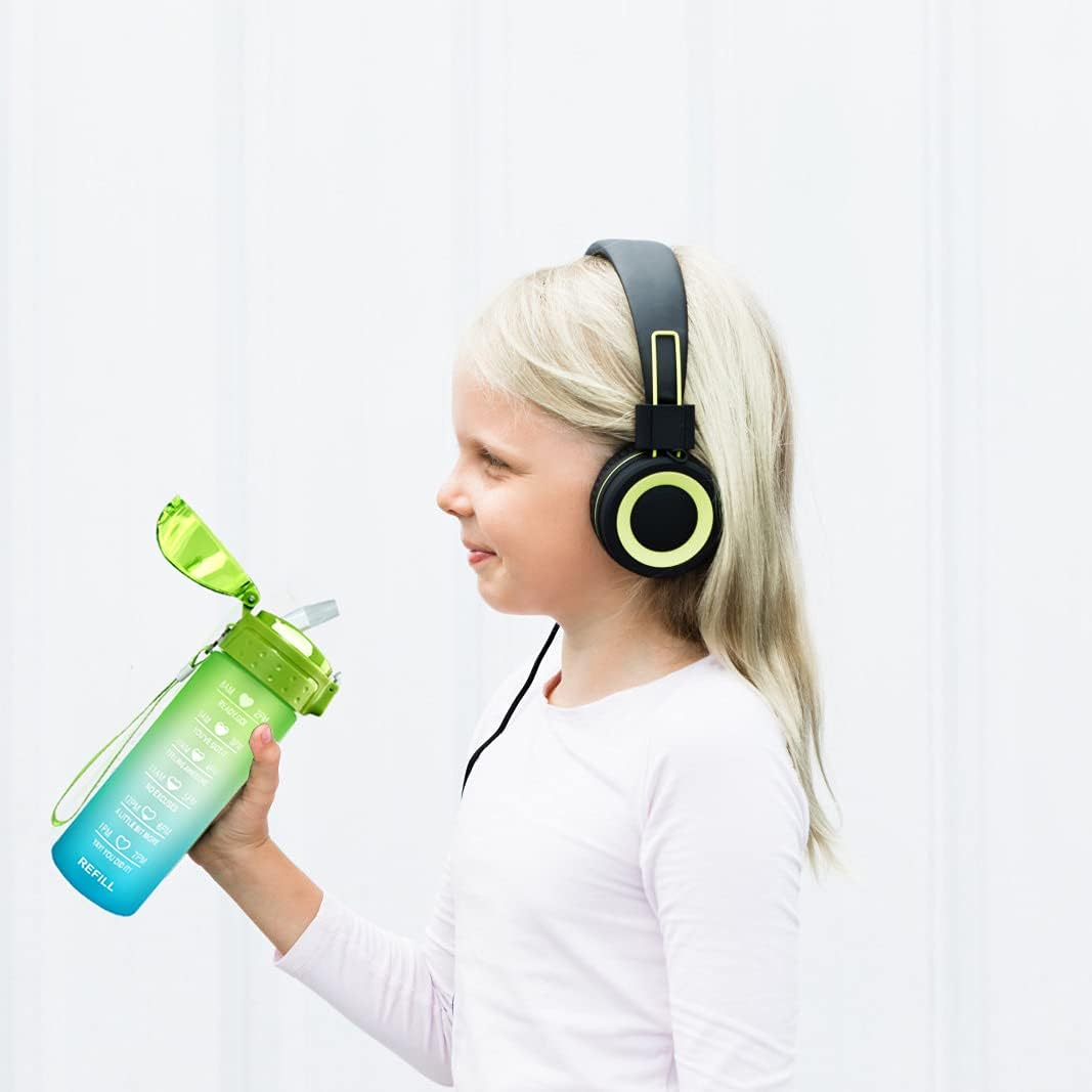 XACIOA 18Oz Water Bottle Kids with Straw,Drink Bottle with Time Marking Leakproof BPA Free,Ensure You Drink Enough Water Throughout the Day for Fitness and Outdoor Enthusiasts - 18-Lanzi image number 6