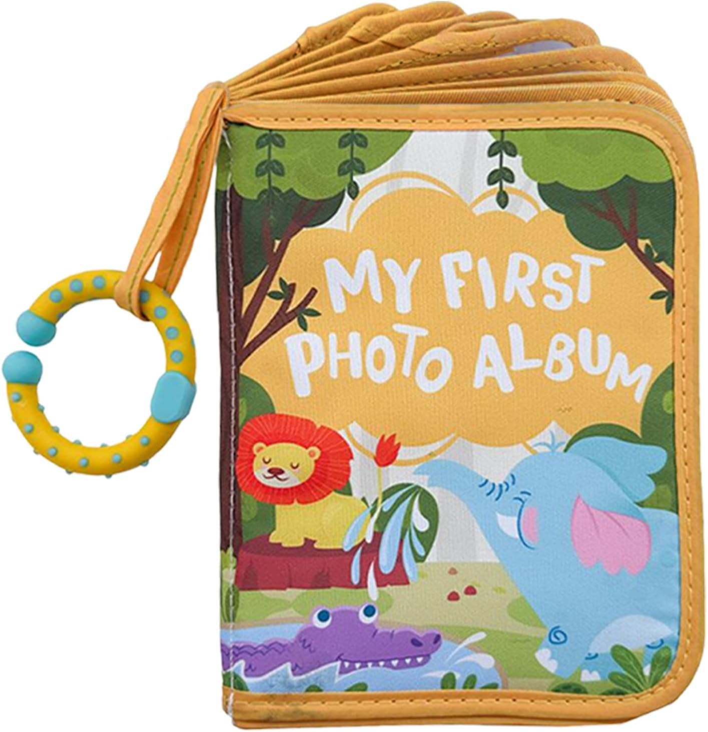 Baby Photo Albums | Soft Baby Album First Year Baby Photo Book,Keepsake Journal with Safe Mirror Lion Pattern Scrapbook Home Decor for Mom Strollers Holiday image number 1