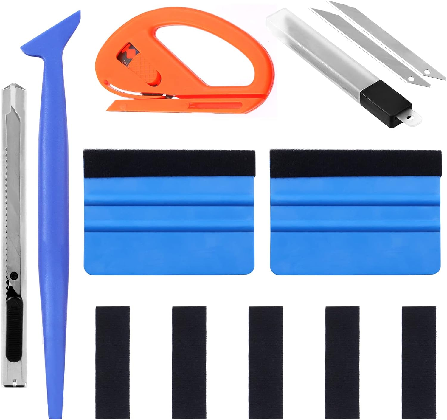 Glarks 21Pcs Car Vinyl Wrap Window Tint Film Tool Kit Includes 4 Inch Felt Edge Squeegee and Spare Fabric Felt, Utility Knife and Blades, Safety Vinyl Cutter, Micro Squeegee for Car Wrapping image number 6