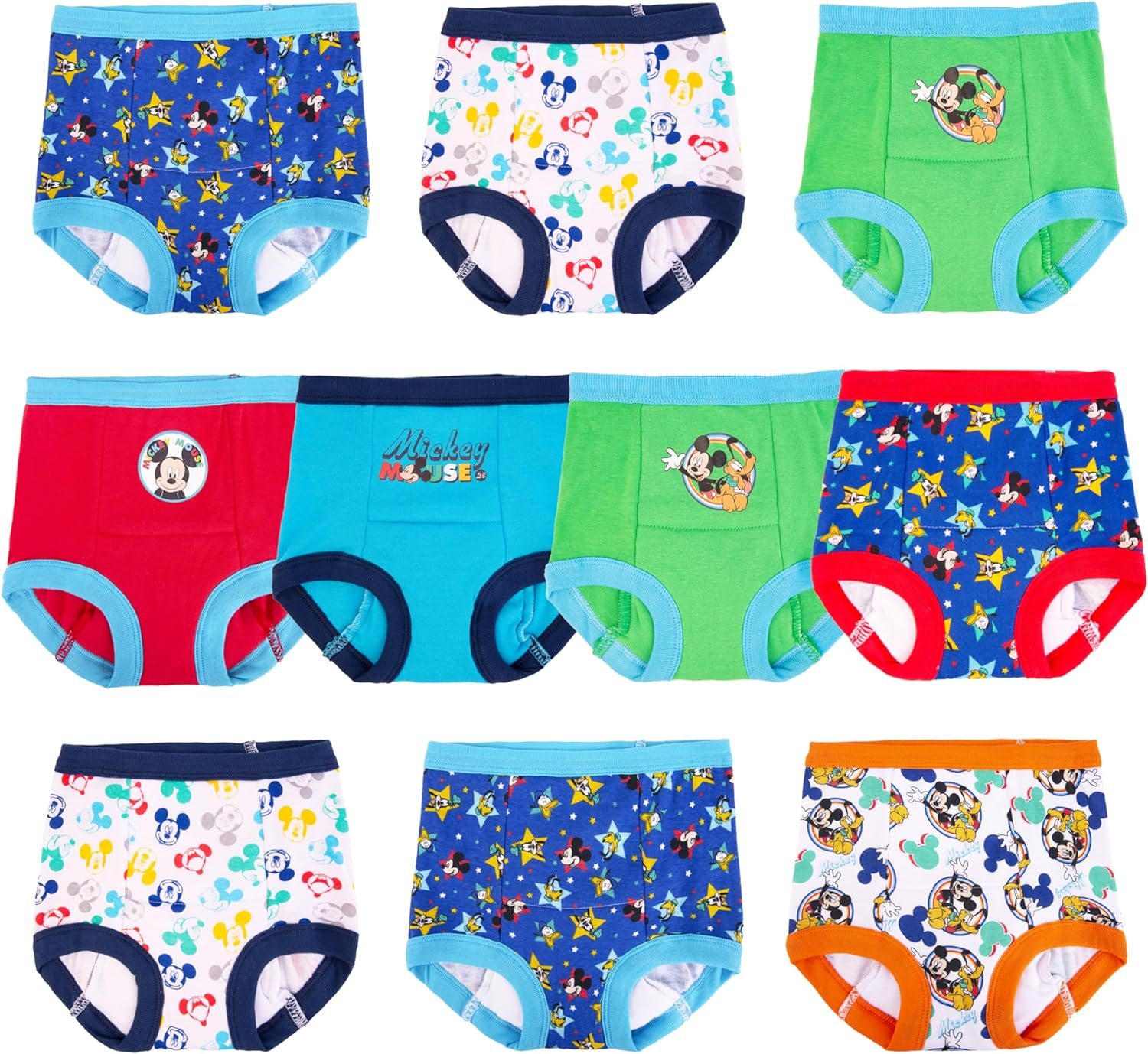 Disney Girls Minnie Mouse Pants 3-Pk, 10-Pk Sizes 18M, 2T, 3T & 4T Baby and Toddler Potty Training Underwear, Minnie Assorted, 18 Months US