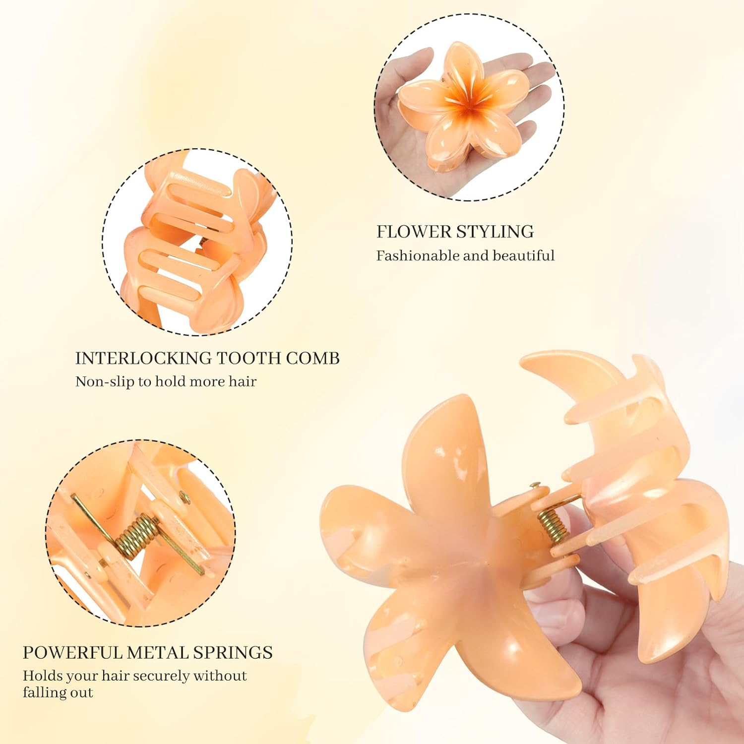 Kavya Plastic Flower Hair Clips, Pack of 12, Multicoloured Acrylic Hair Clip, Women'S Non-Slip Hair Clips, Elegant Hair Accessories image number 6