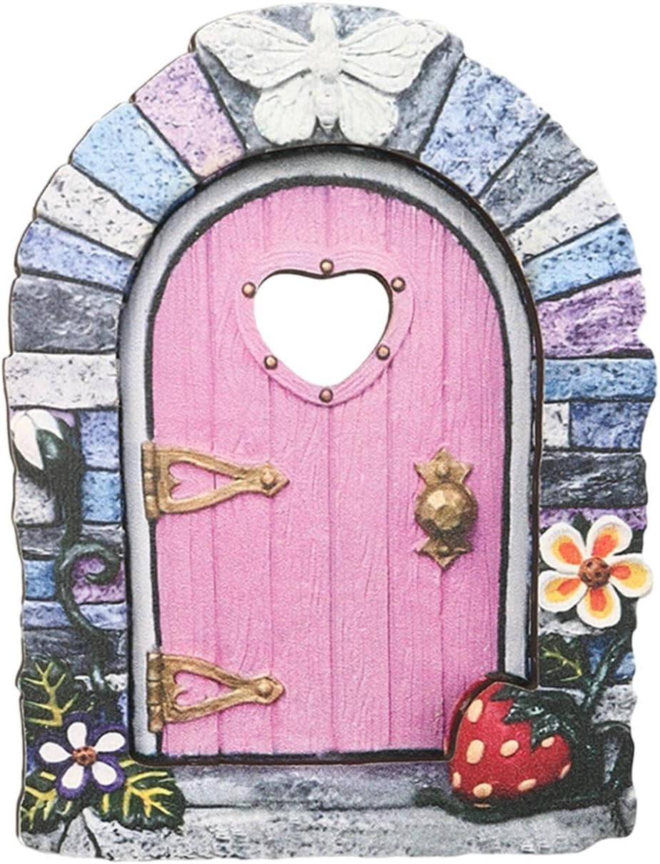 Fairy Door,Wooden Fairy Door - Adorable Fairy Garden Atures, Garden Ornaments Decoration for Fairy Home, Tree Trunk image number 3