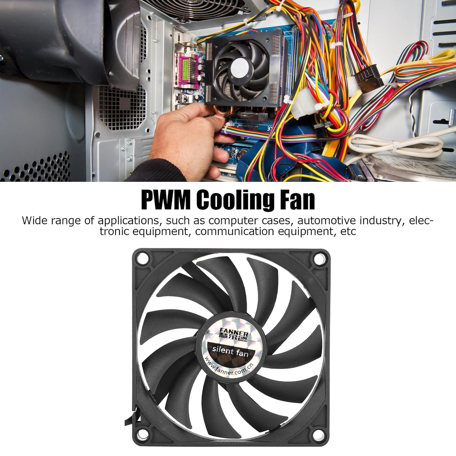 EVGATSAUTO 80Mm Cooling Fan, Low Noise Durable 2500RPM PWM Speed Regulation with Ultra Thin Design for PC Case Electronic Equipment