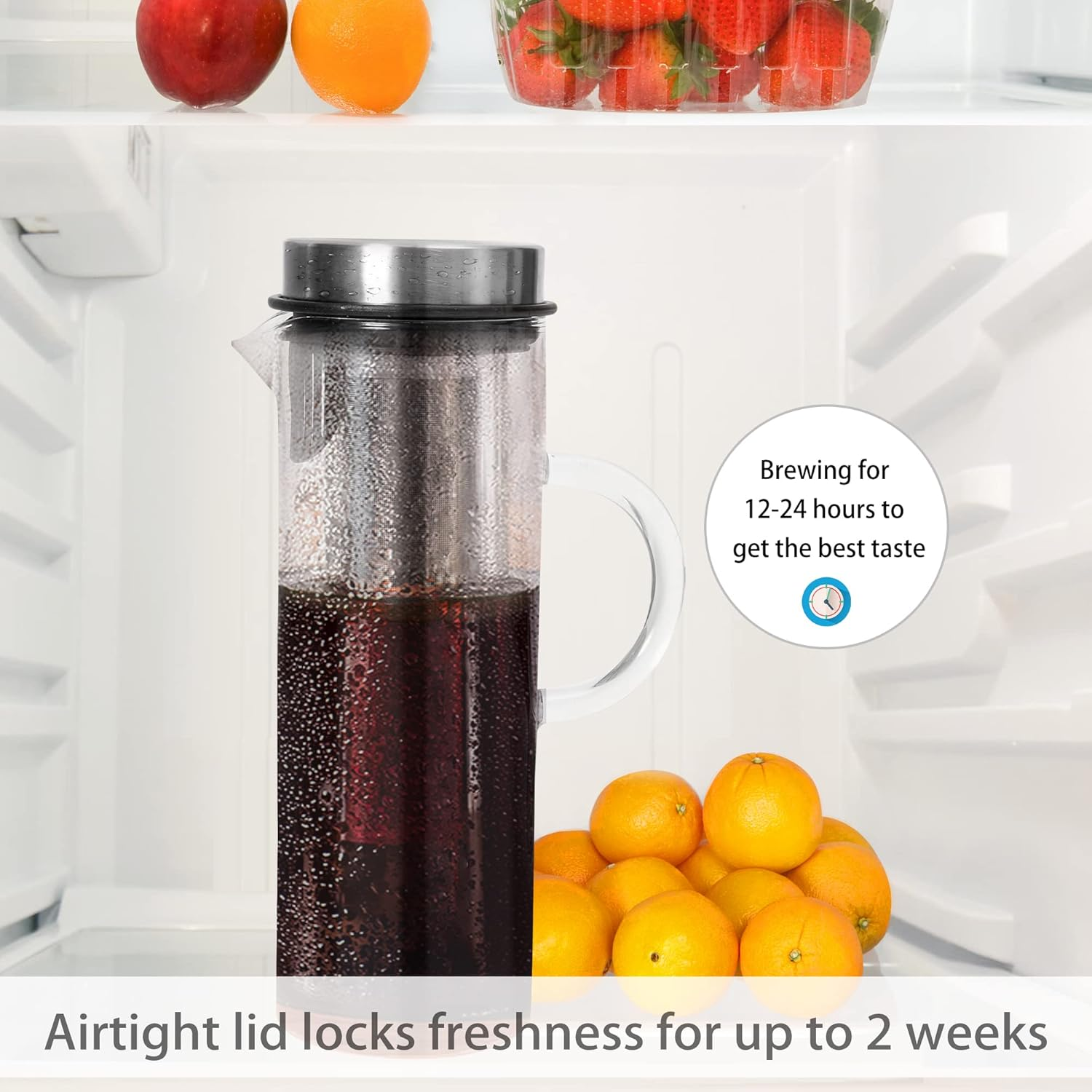 Mr Towels Deluxe Cold Brew Coffee Maker with Removable Stainless Steel Filter (Stainless Steel 44Oz/1300Ml/1.4Qt) image number 1