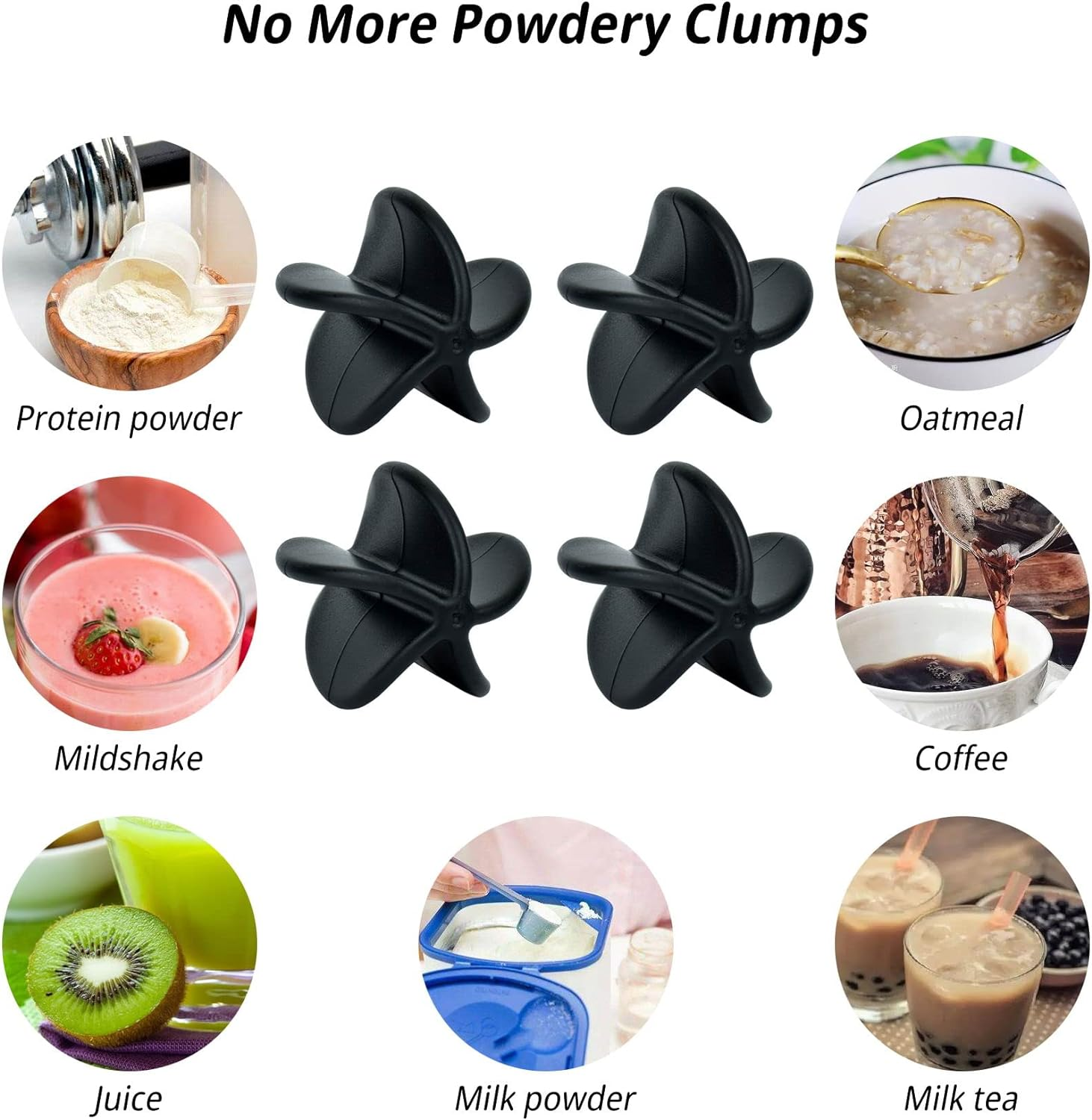 Shaker Balls Shaker Bottle Ball Replacement Milkshake Protein Powder Whisk Ball for Shaker Cup Bottle (4 Pcs Black Plastic) image number 1