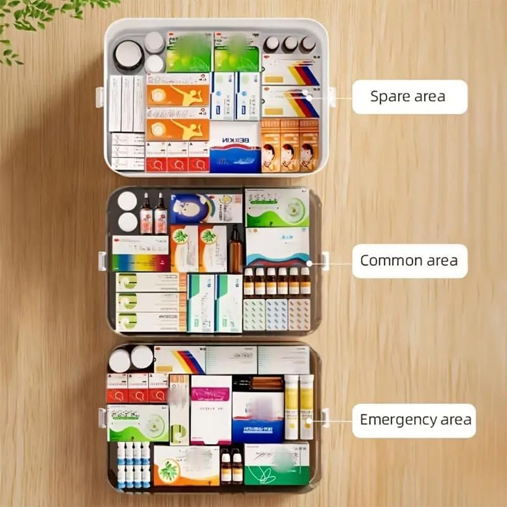 4-Tier Portable Medicine Storage Box &ndash; Large First Aid Organizer with Handle & Adjustable Compartments &ndash; Stackable Medical Supply Case for Home, Travel & Emergency (White, 16.5 &times; 27.5 &times; 30 CM) image number 4